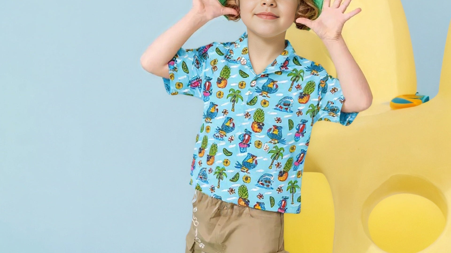 Surfcuz tropical Hawaiian shirt for kids, designed for summer adventures and family holidays