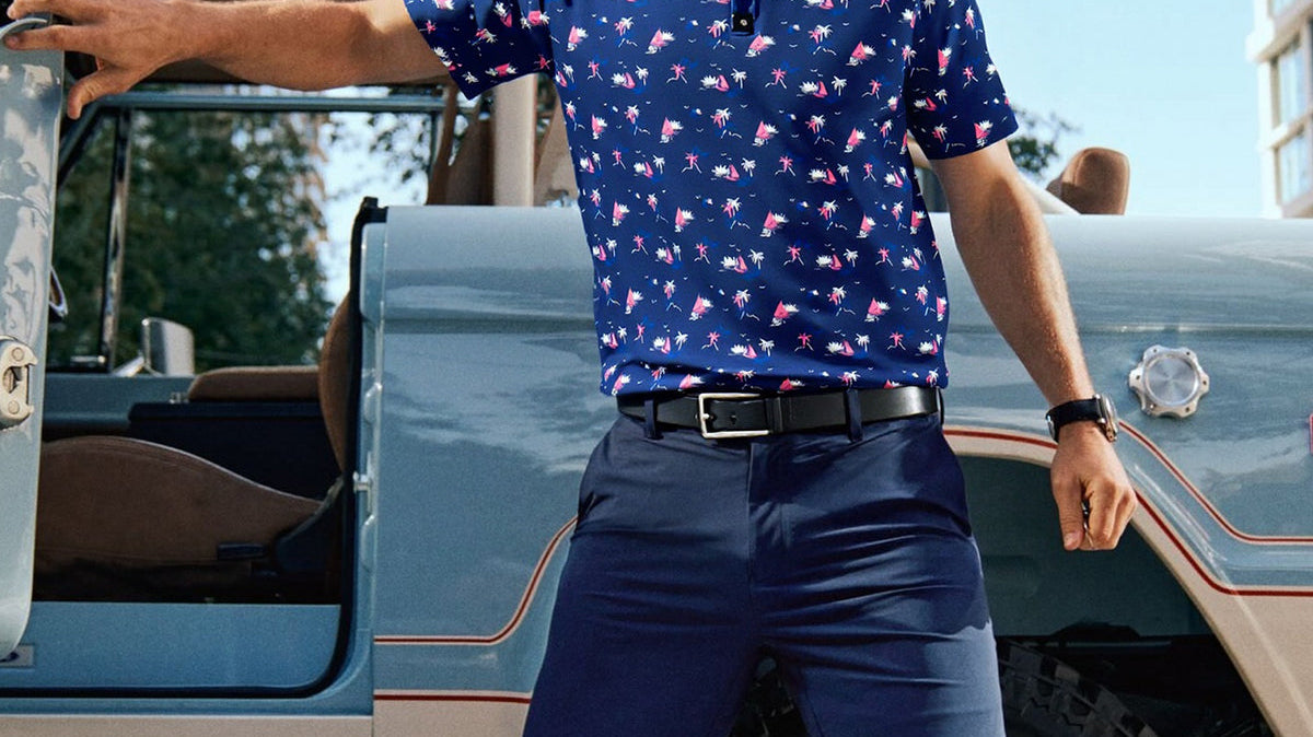 Surfcuz men’s golf polo shirt in breathable fabric, ideal for golf, resort, and casual wear