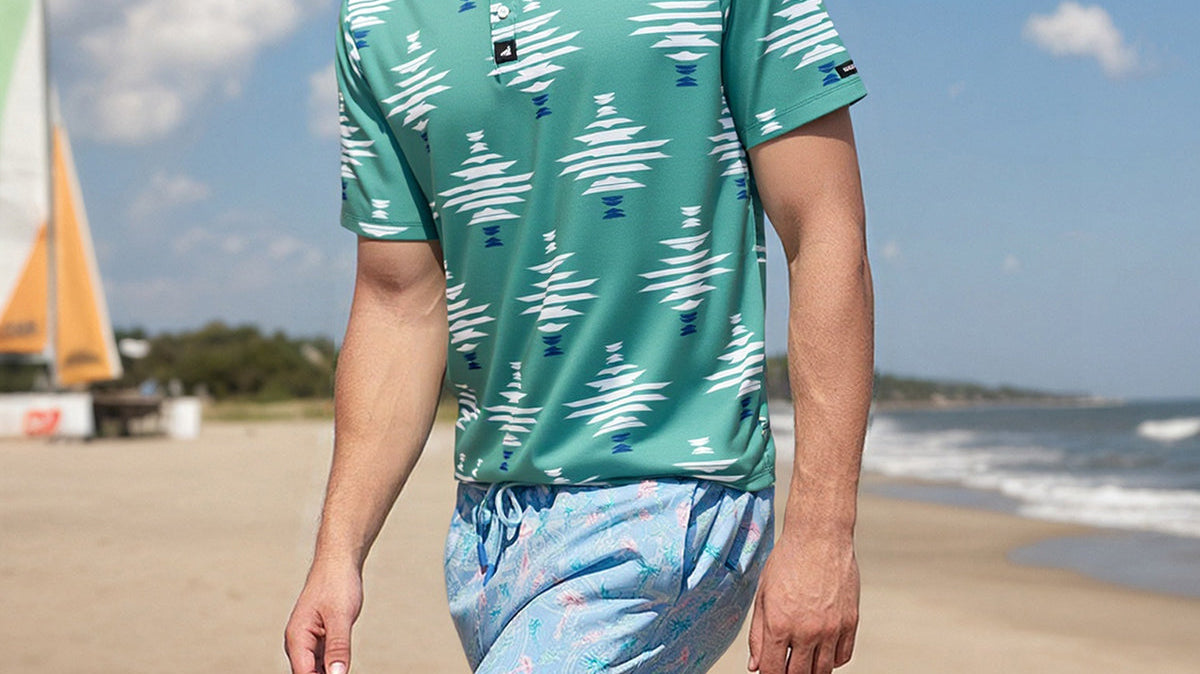 Surfcuz eco-friendly men’s golf polo shirt with bold design and performance features