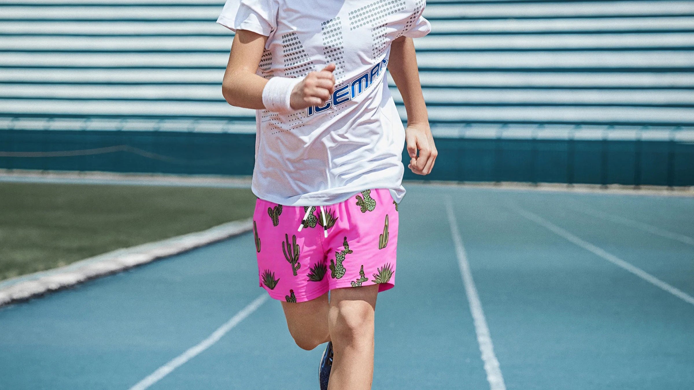 Boy on family vacation wearing Surfcuz boys beach shorts — lightweight, stylish, and perfect for swimming, sightseeing, and summer fun