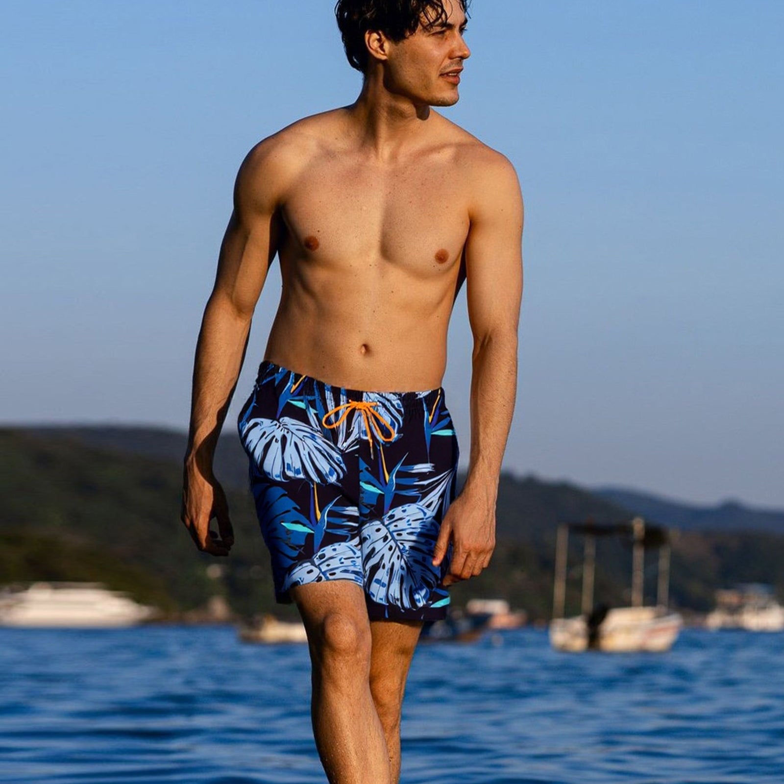 Surfcuz 7-inch inseam 2-in-1 men's swim shorts with compression liner, quick-dry fabric, and beach-ready design