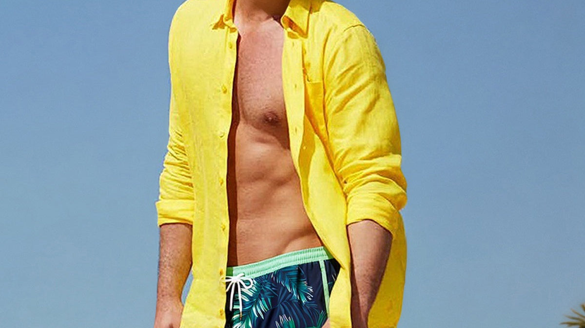 Surfcuz men’s retro vacation swim shorts 2-in-1 quick dry versatile design for beach and travel