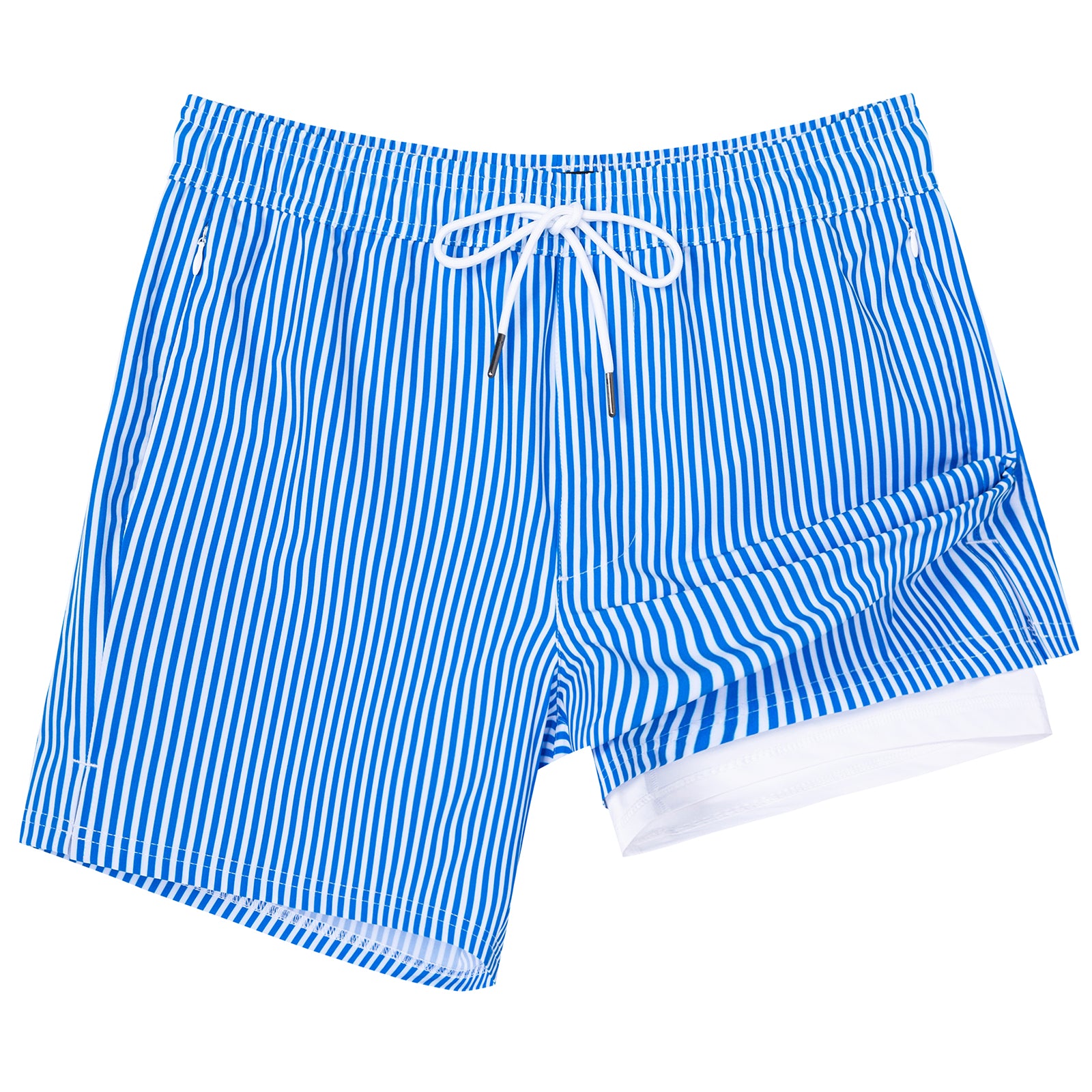 5.5 inch inseam swim shorts with side pockets in blue