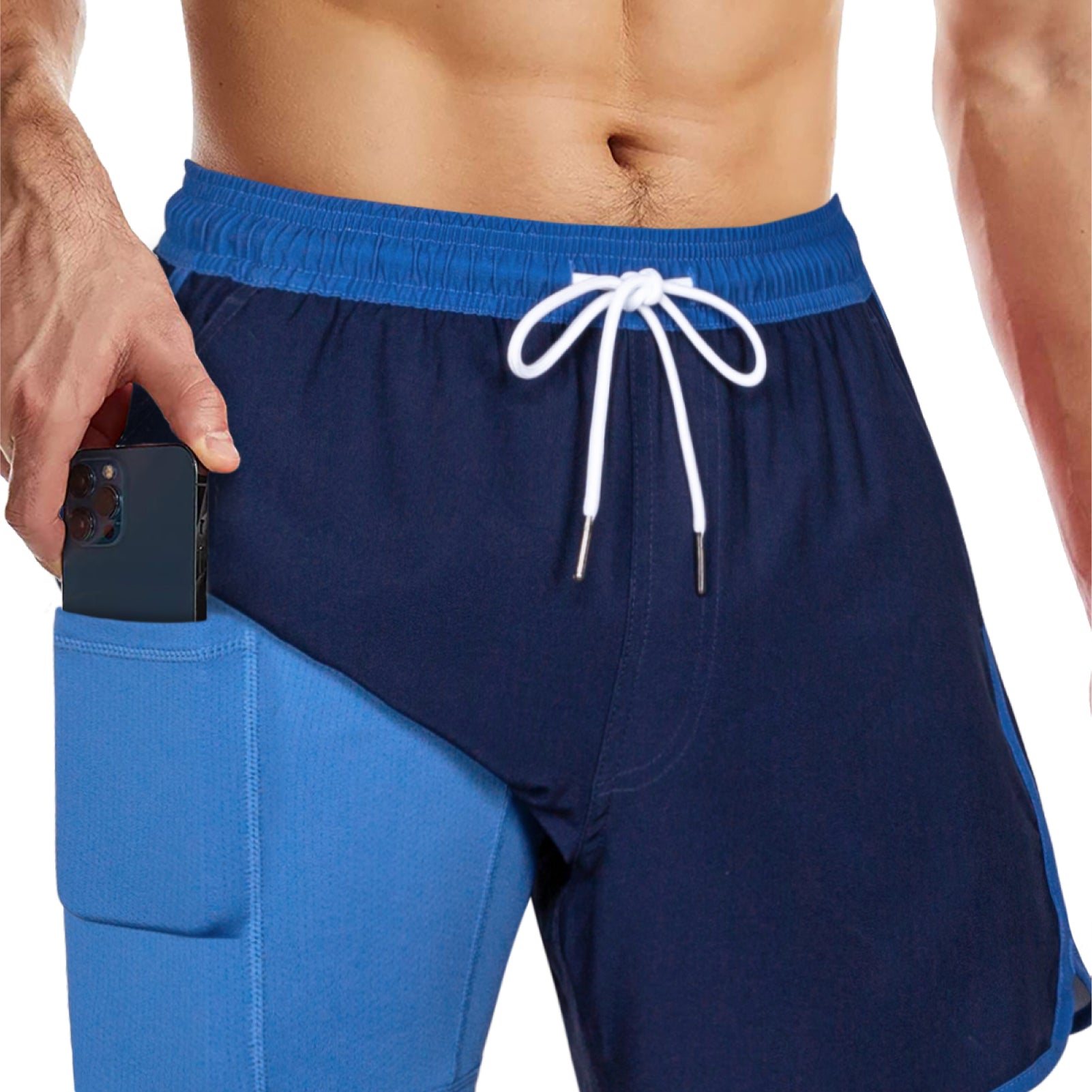 Men's 5 Inch Quick-Dry Board Shorts with Stretch Lining