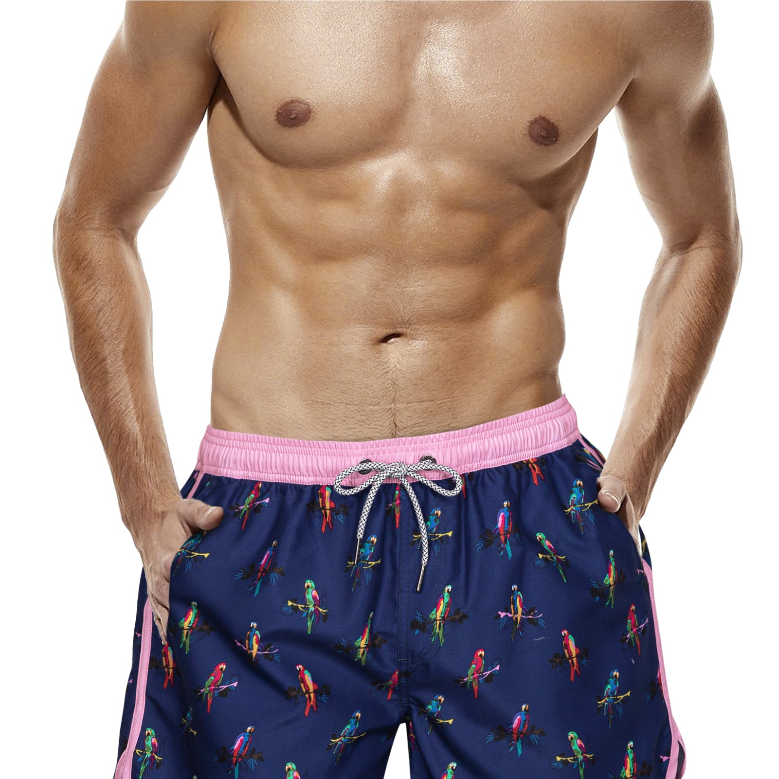 Men‘s Inseam Vintage Swim Trunks With Mesh Lining