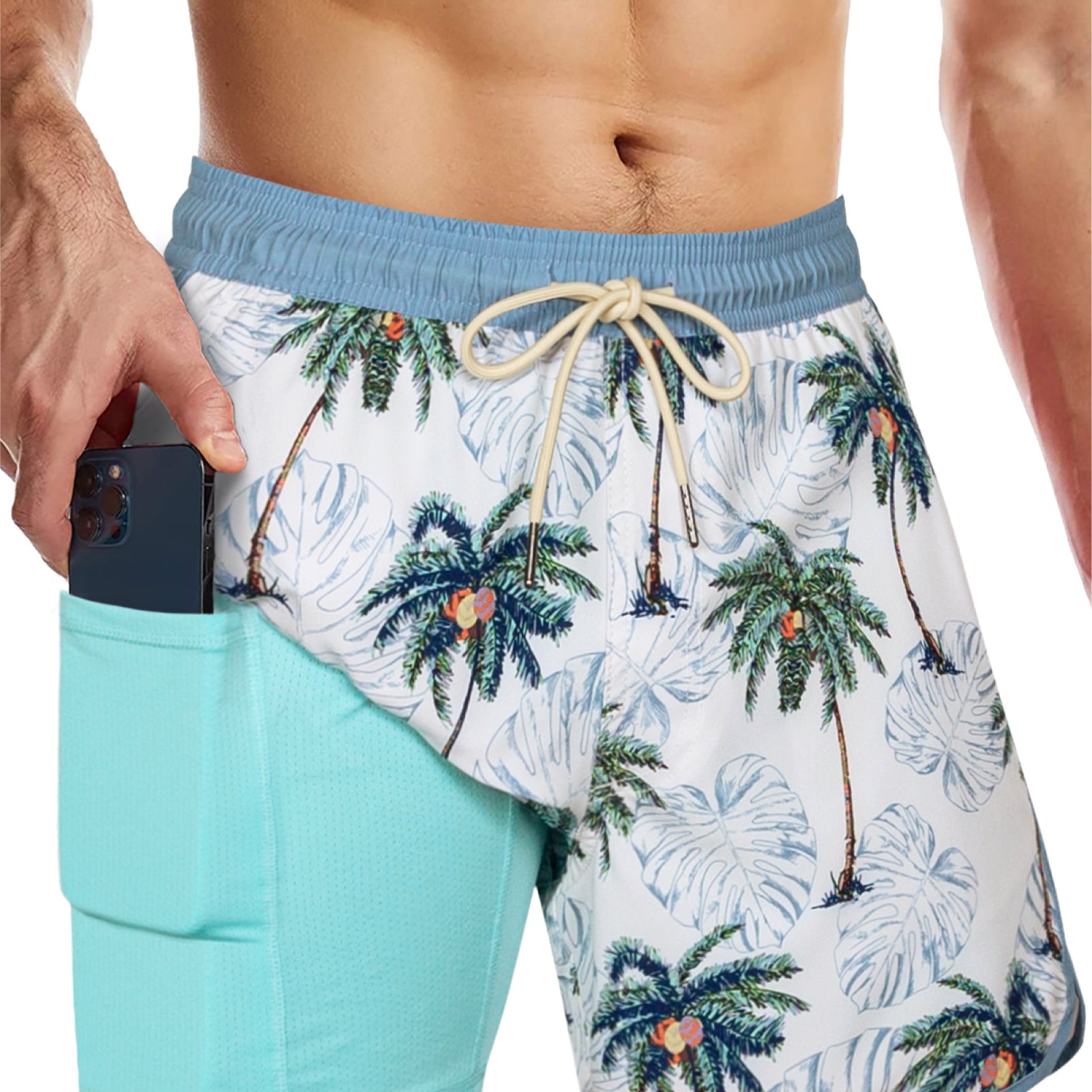 Men's 5 Inch Stretch Lining Vintage Board Shorts
