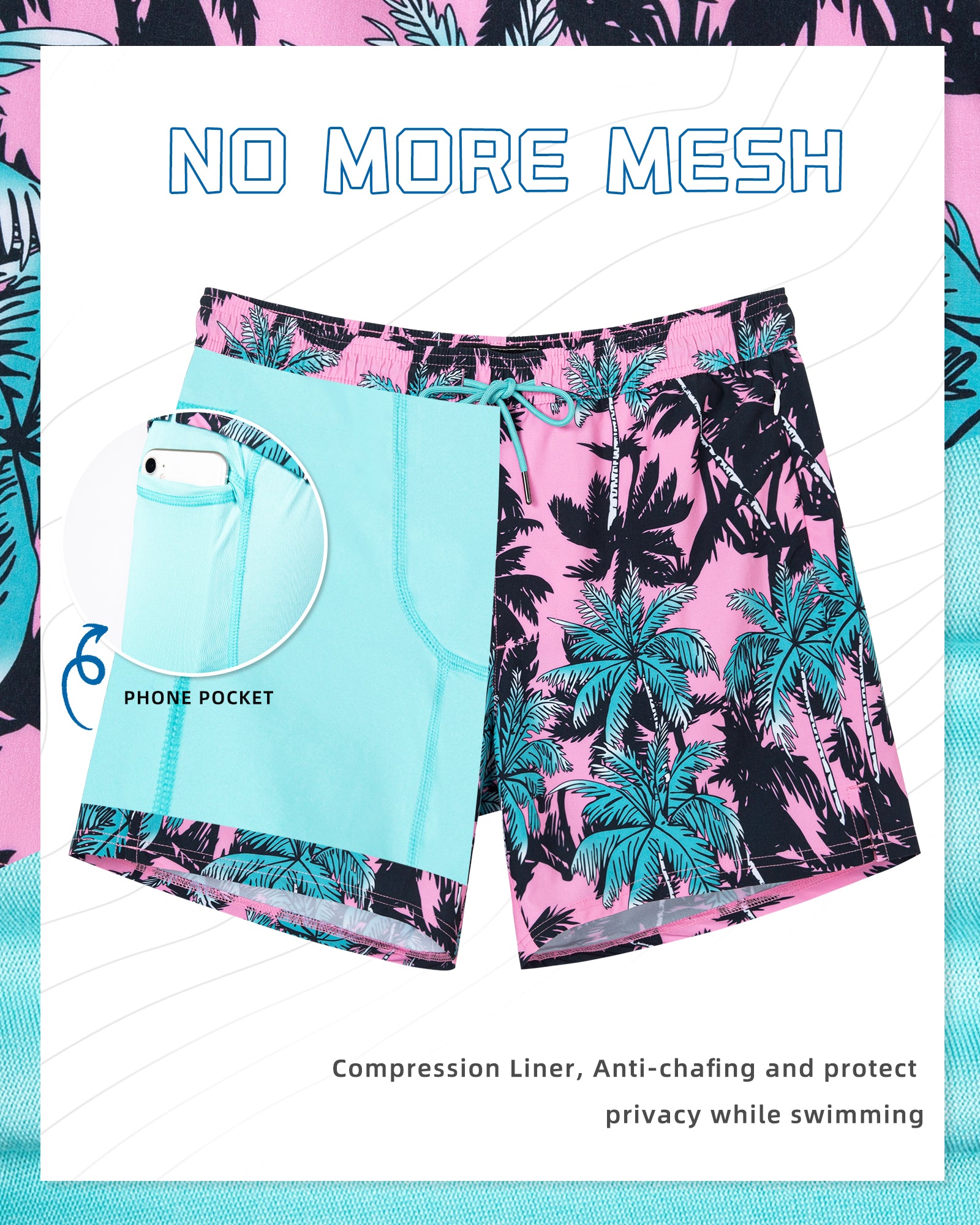 5.5 inch inseam men's swim shorts in navy blue quick-dry fabric