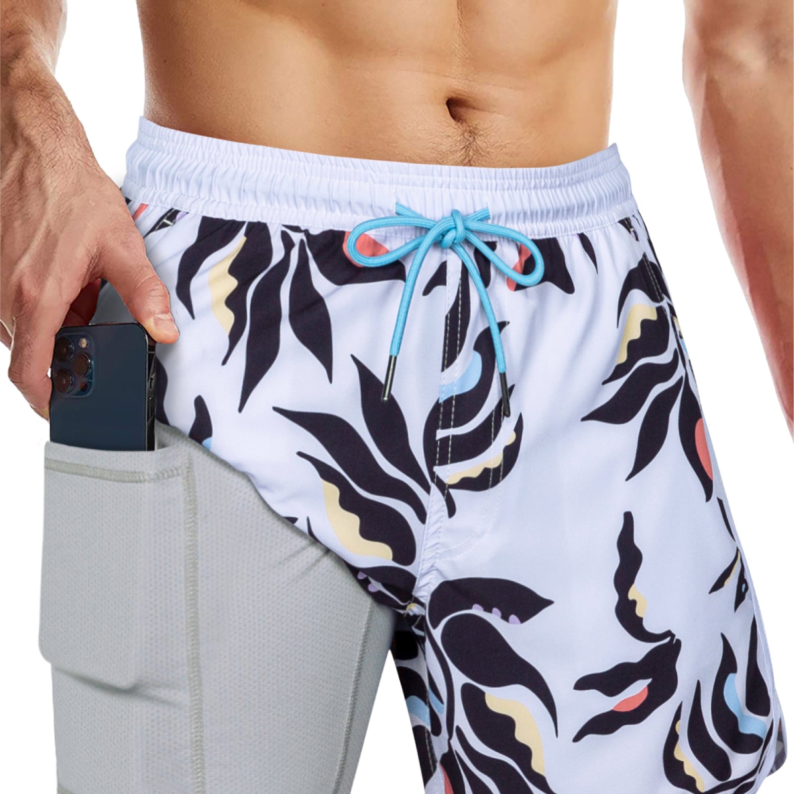 Men's 5 Inch Stretch Lining Vintage Board Shorts