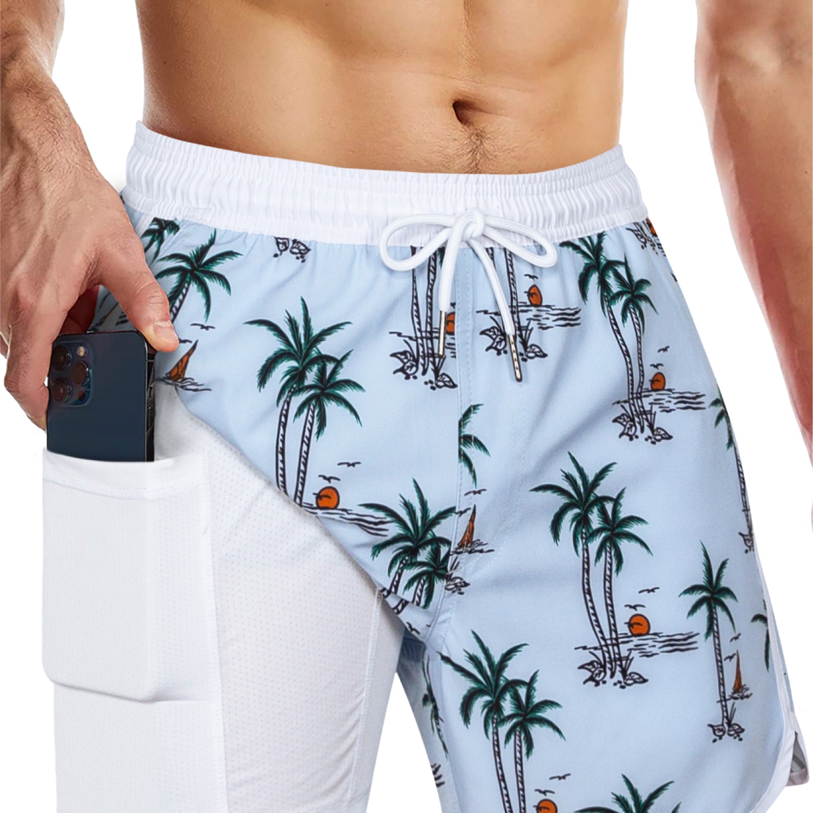 Men's 5 Inch Stretch Lining Vintage Board Shorts