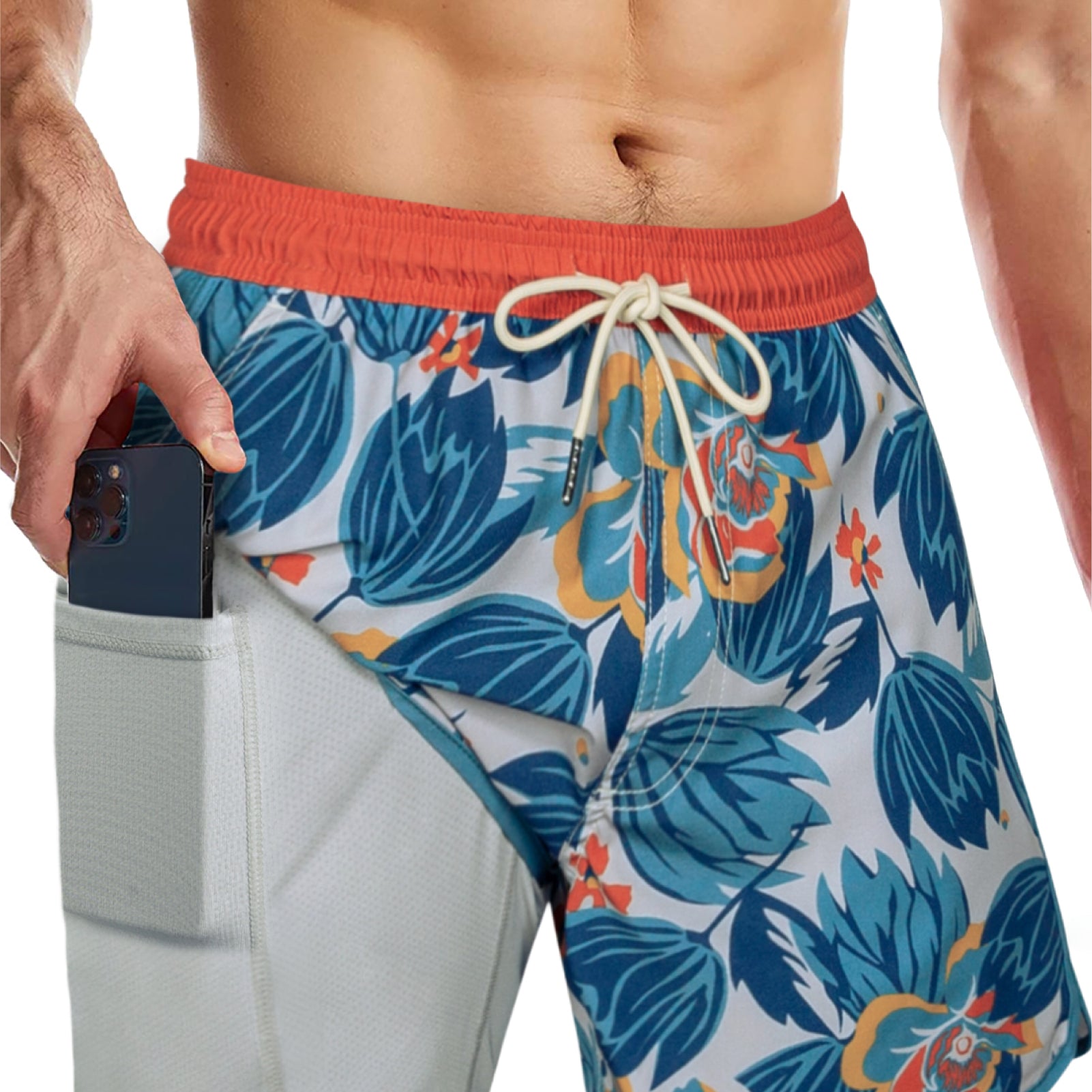 Men's 5 Inch Stretch Lining Vintage Board Shorts