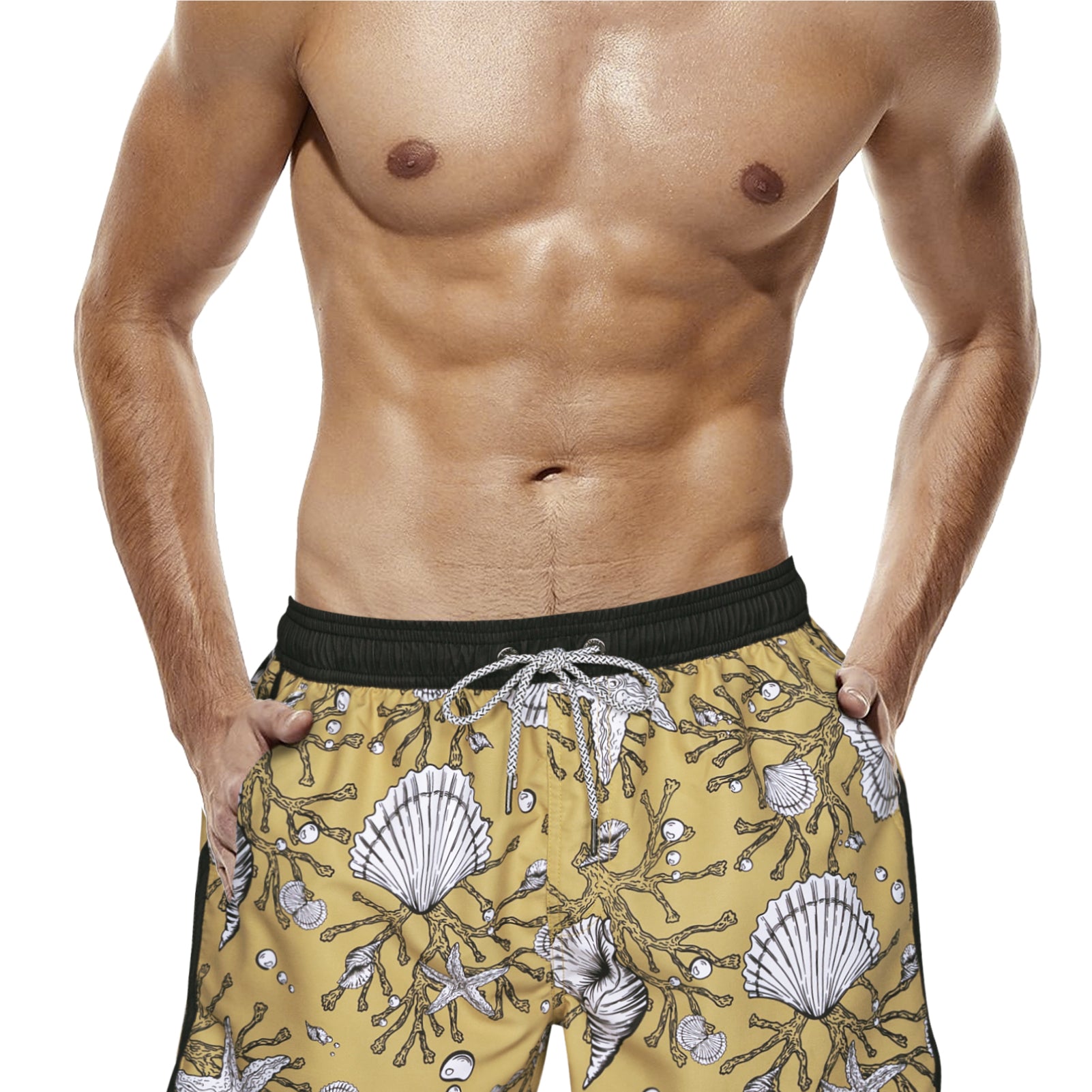 Men‘s Inseam Vintage Swim Trunks With Mesh Lining