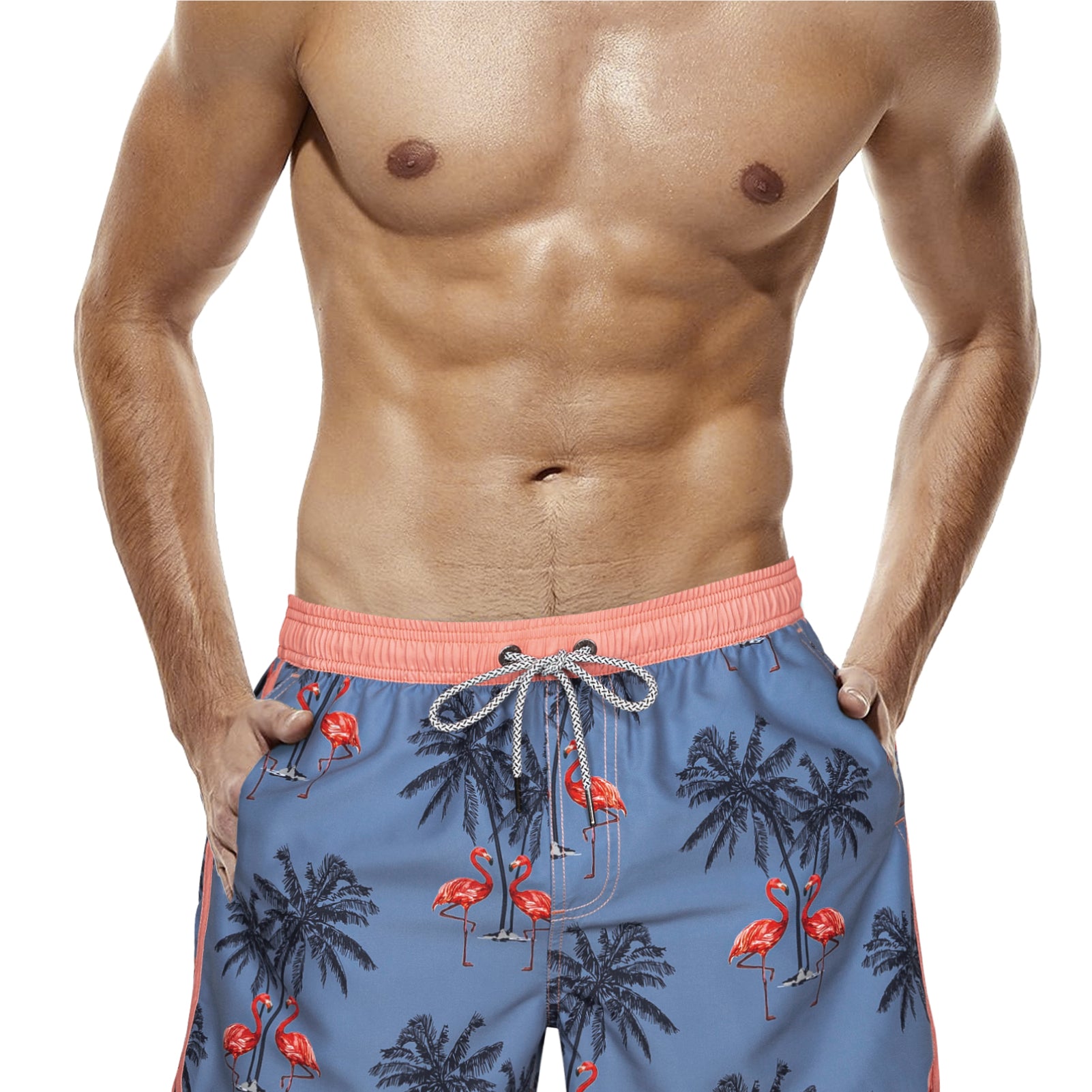 Men‘s Inseam Vintage Swim Trunks With Mesh Lining