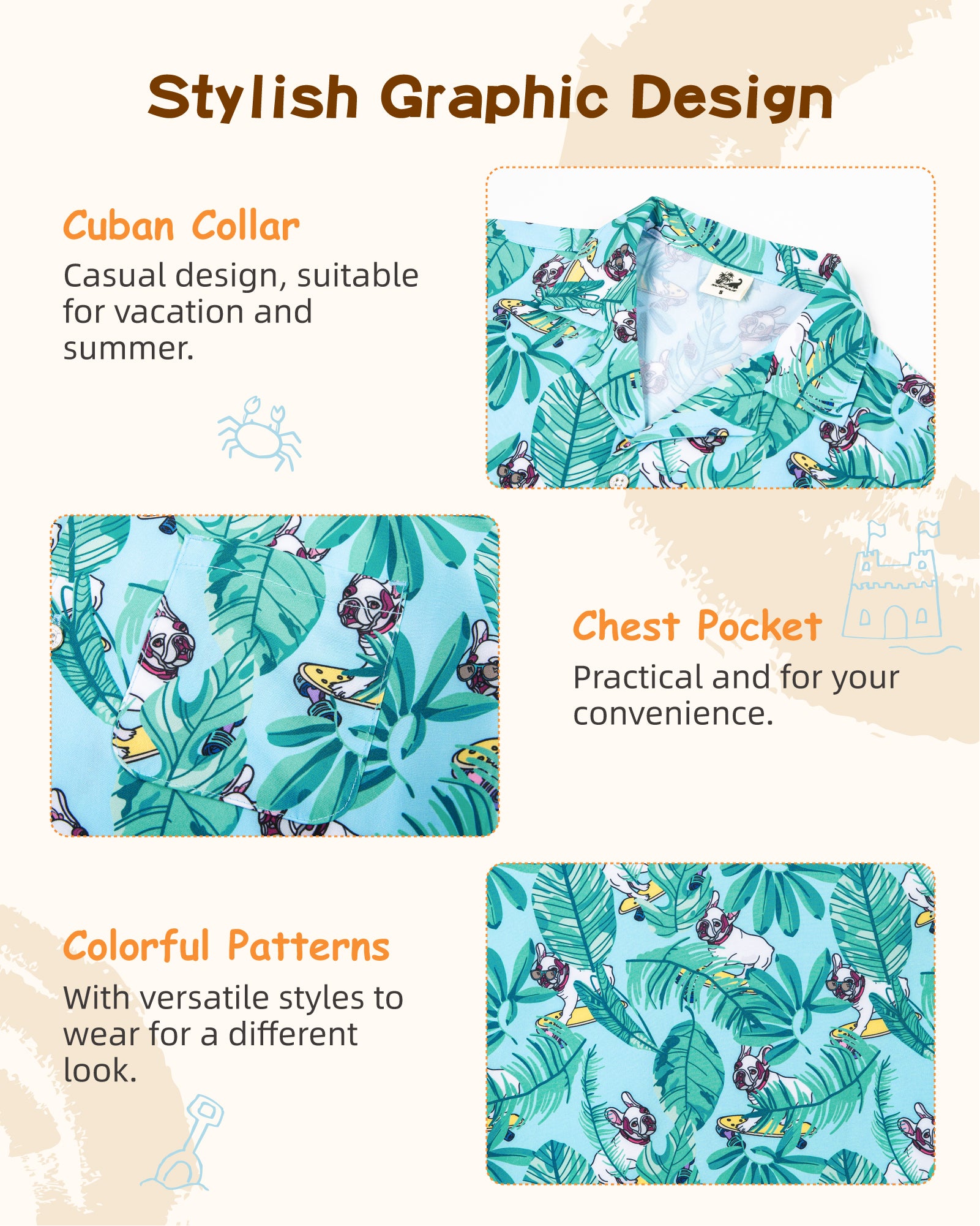Easy care quick-dry kids' swim shirt print