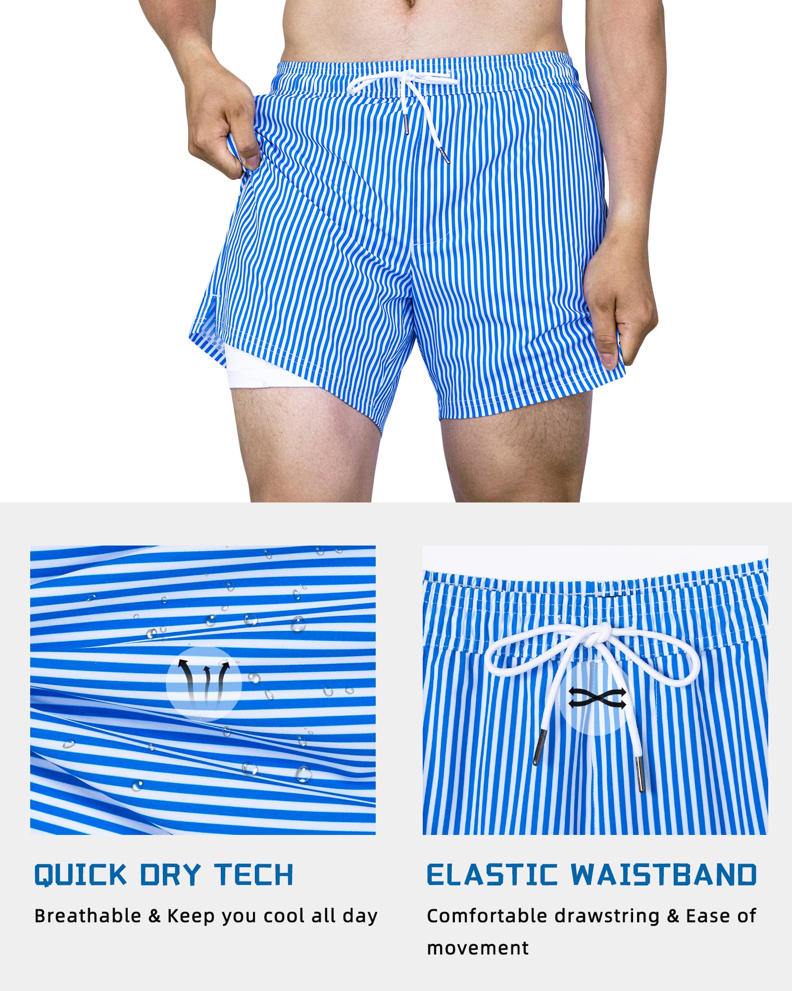 Lightweight mesh-lined 5.5 inch inseam men's swim trunks