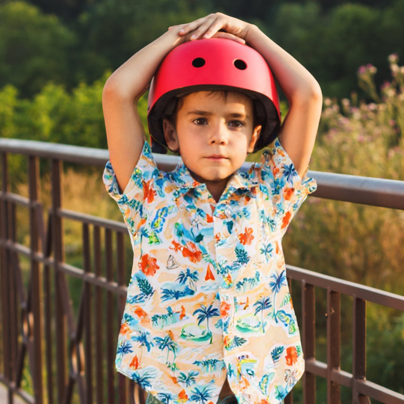 Boys' Hawaiian Shirt - Quick-Dry, Stretchy Button-Up for Vacation & Beach
