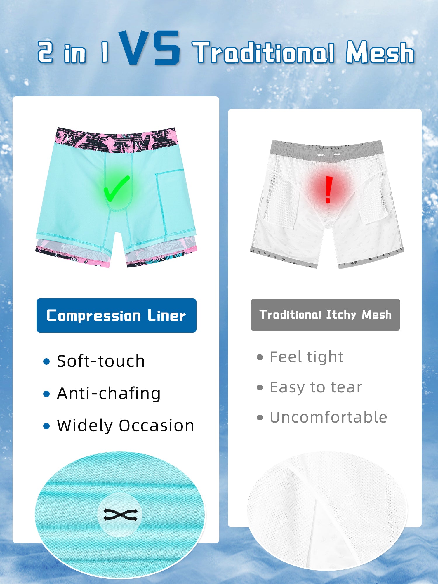 Stretch fabric 5.5 inch inseam men's swim trunks