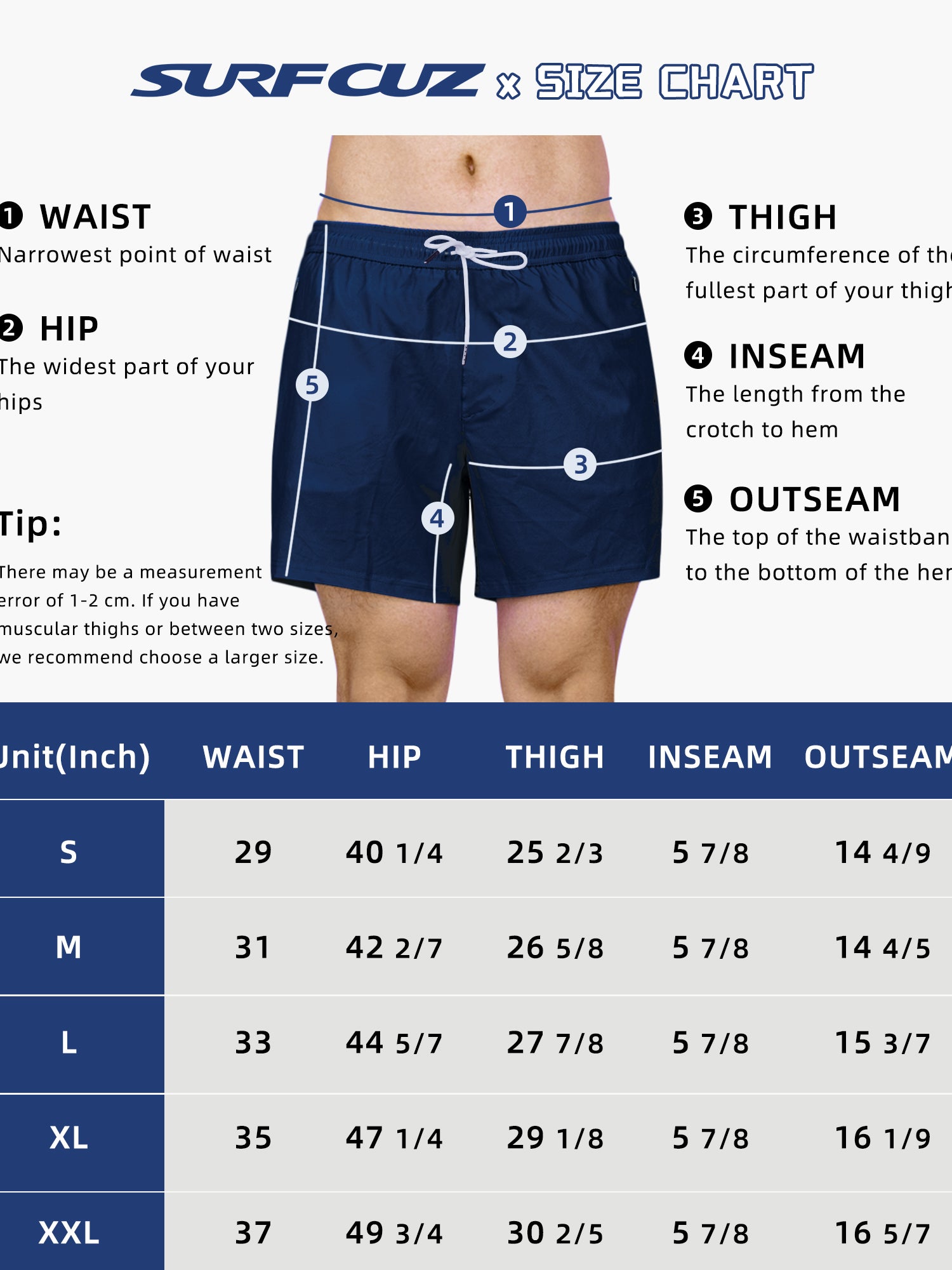 5.5 inch inseam swim shorts with side pockets size chart