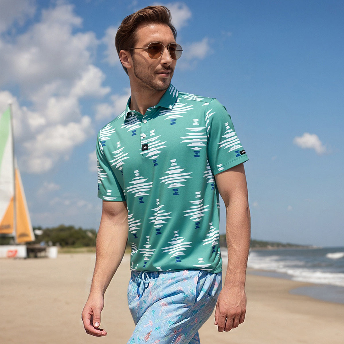 Men's Quick-Dry Stretch Golf Polo Shirts