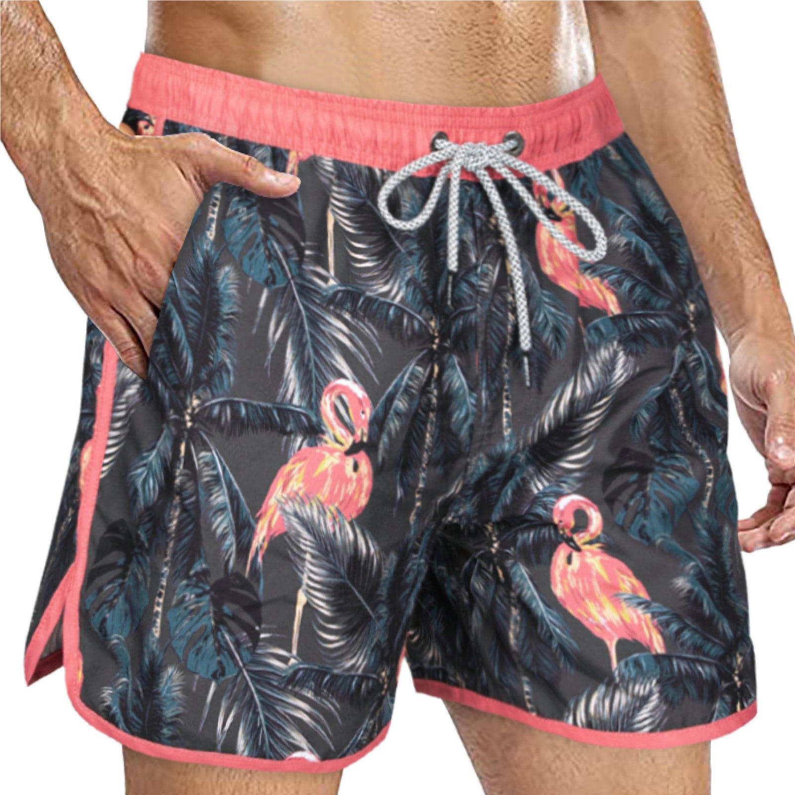 Men's Scollap Hem Mesh Lining Swim Trunks