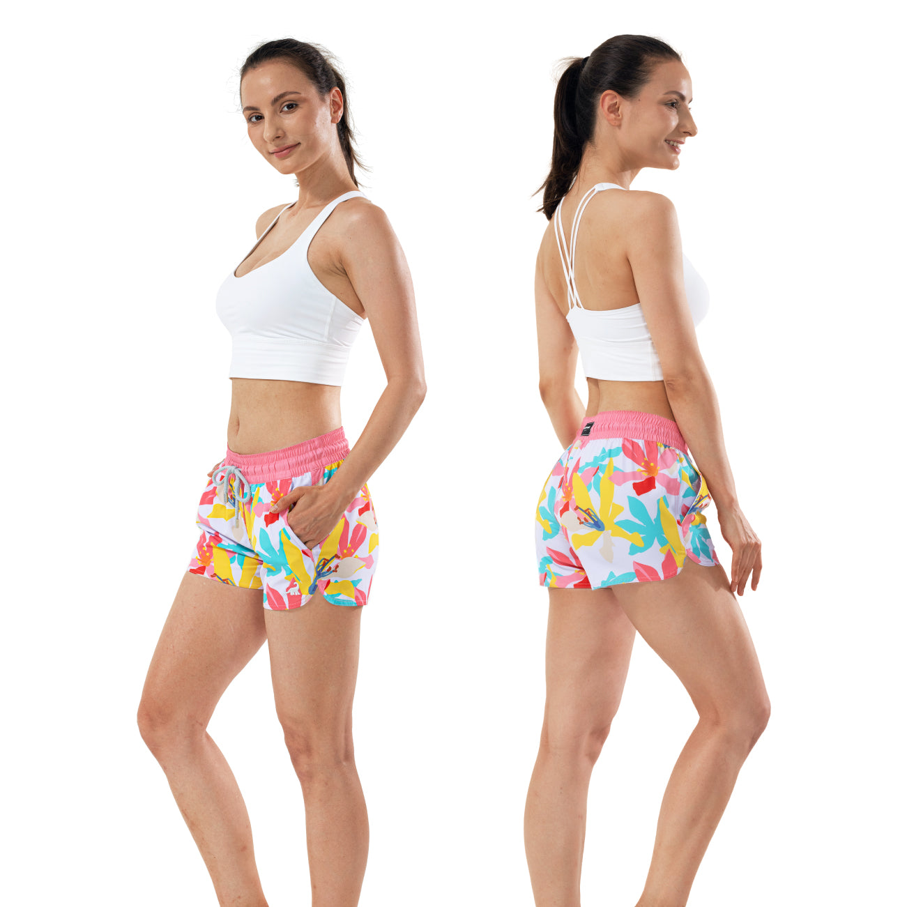 Activewear womenโs quick dry elastic shorts