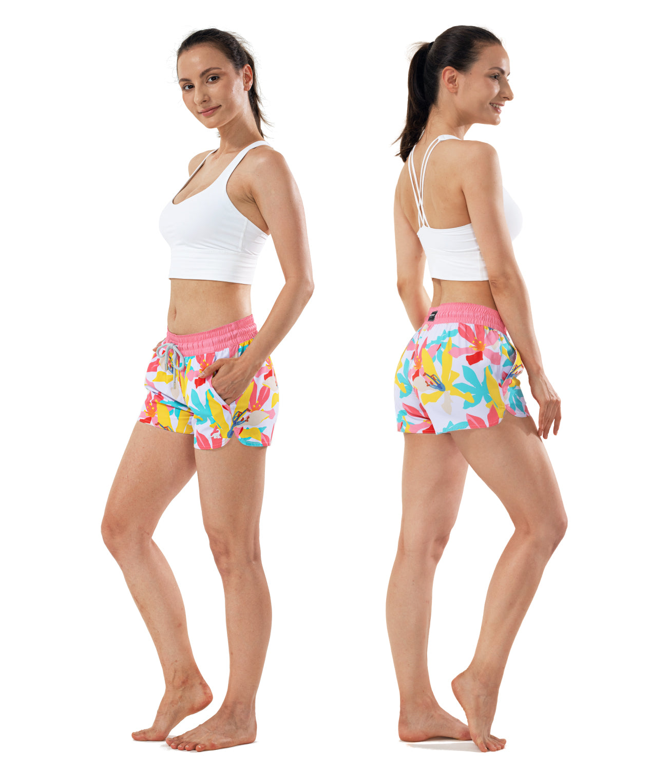 Activewear womenโs quick dry elastic shorts