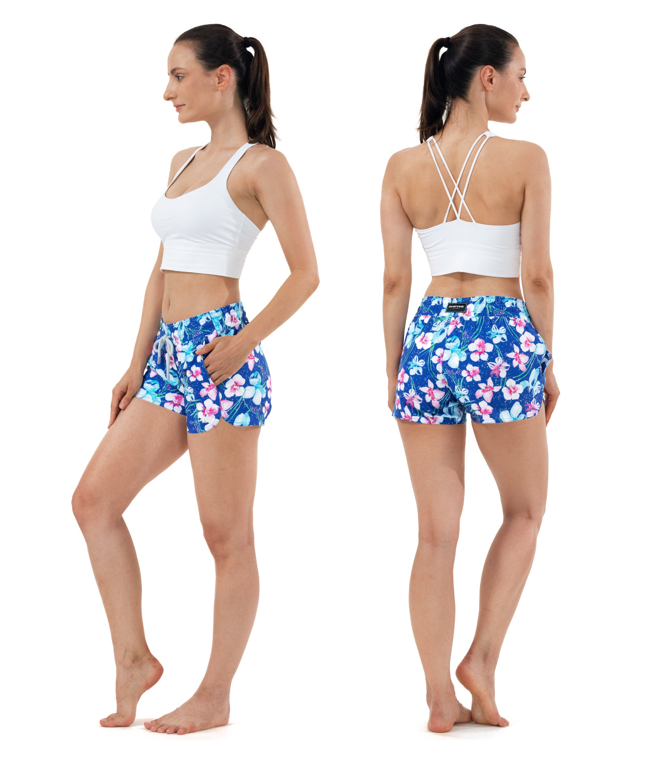 Womenโs 3.5 inch inseam workout swim shorts