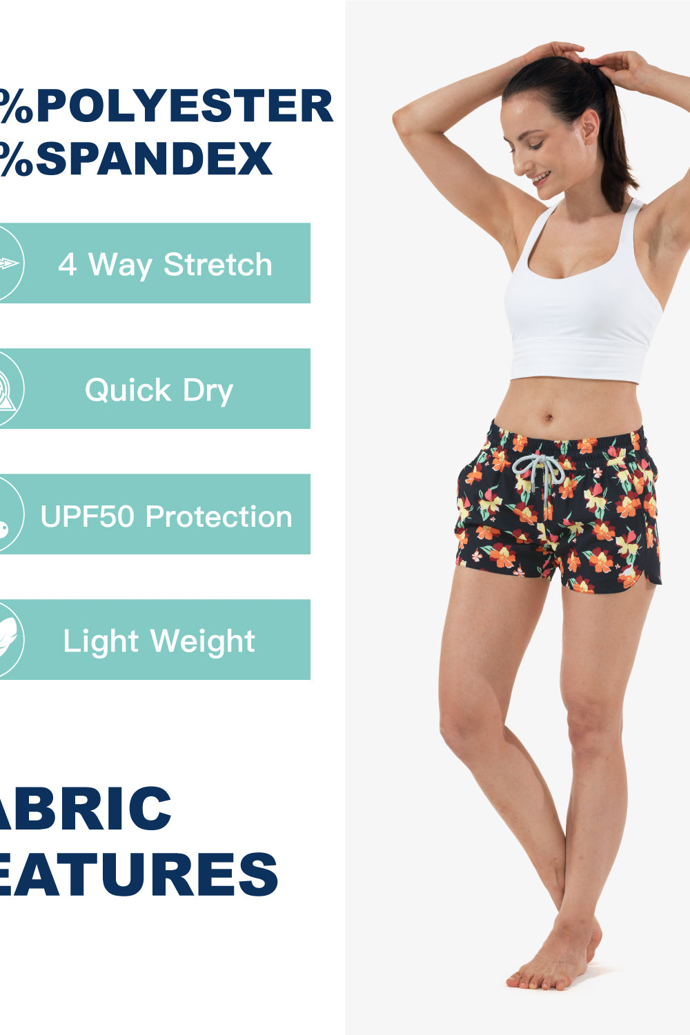 Lightweight 3.5 inch inseam women’s board shorts