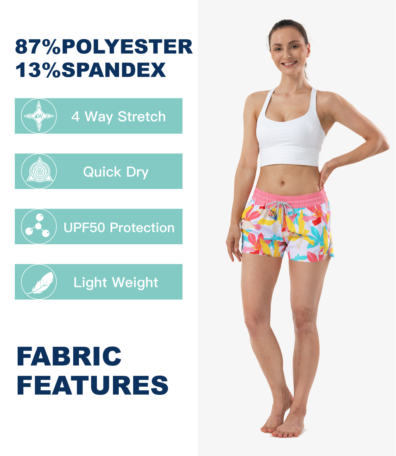 Surfcuz womenโs quick dry elastic shorts