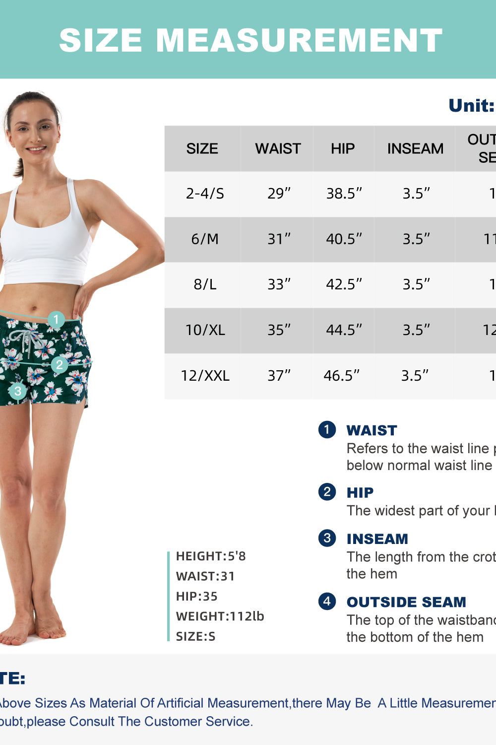 Lightweight boardshorts for women with 3.5 inseam