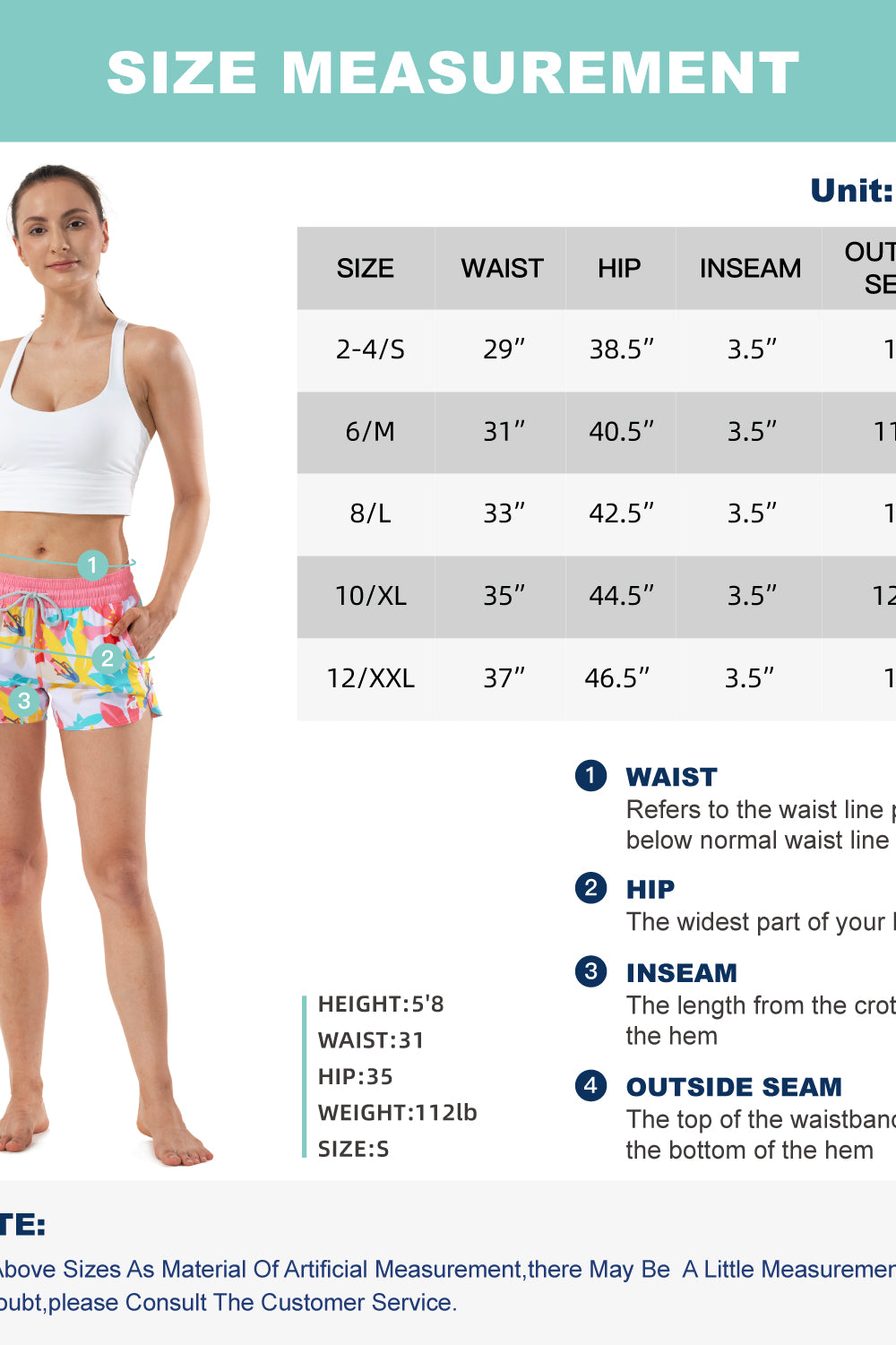 Women’s stretch board shorts with quick dry fabric