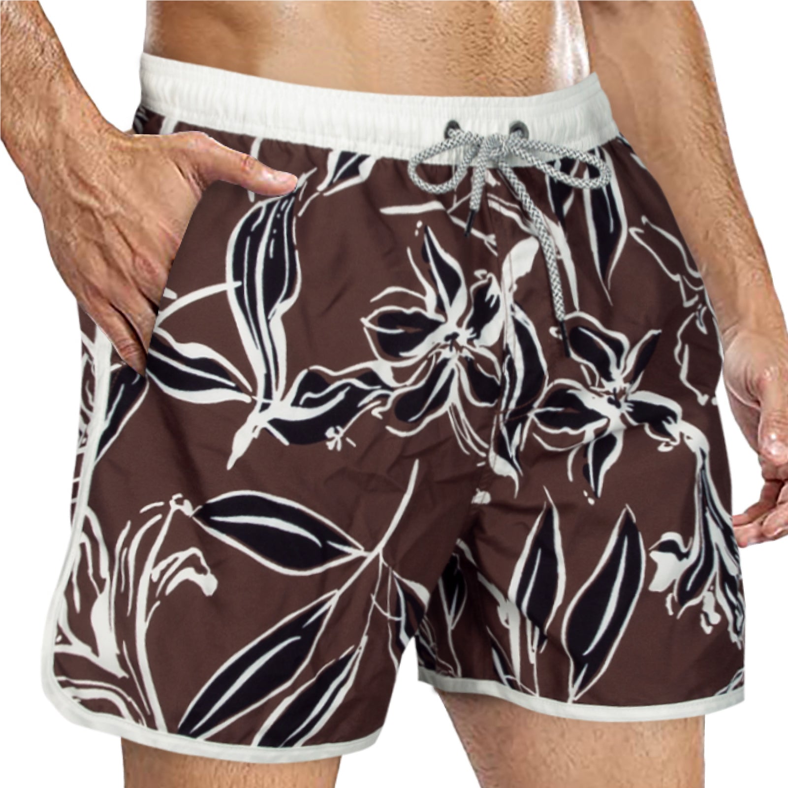 Men's Scollap Hem Mesh Lining Swim Trunks