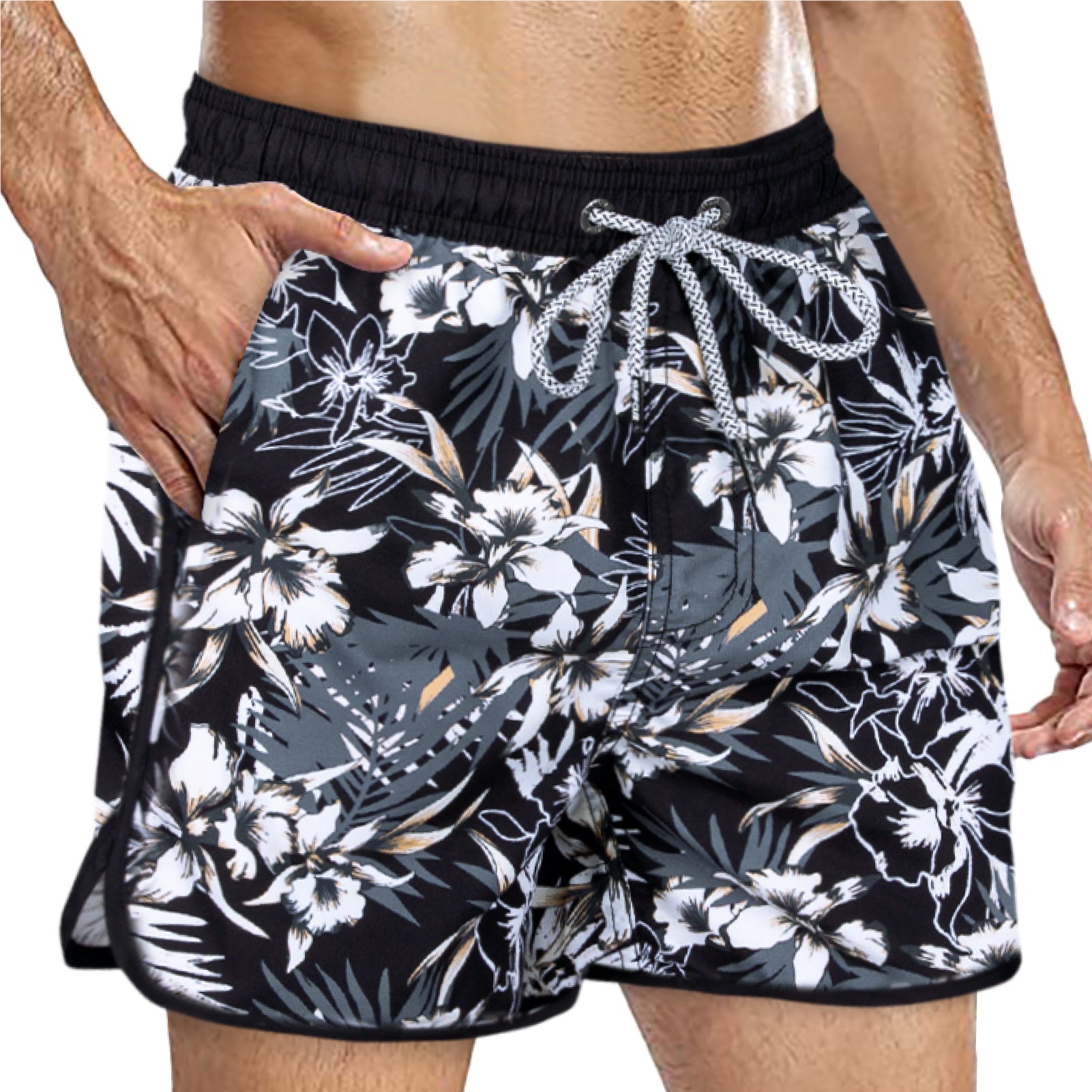 Men's Scollap Hem Mesh Lining Swim Trunks