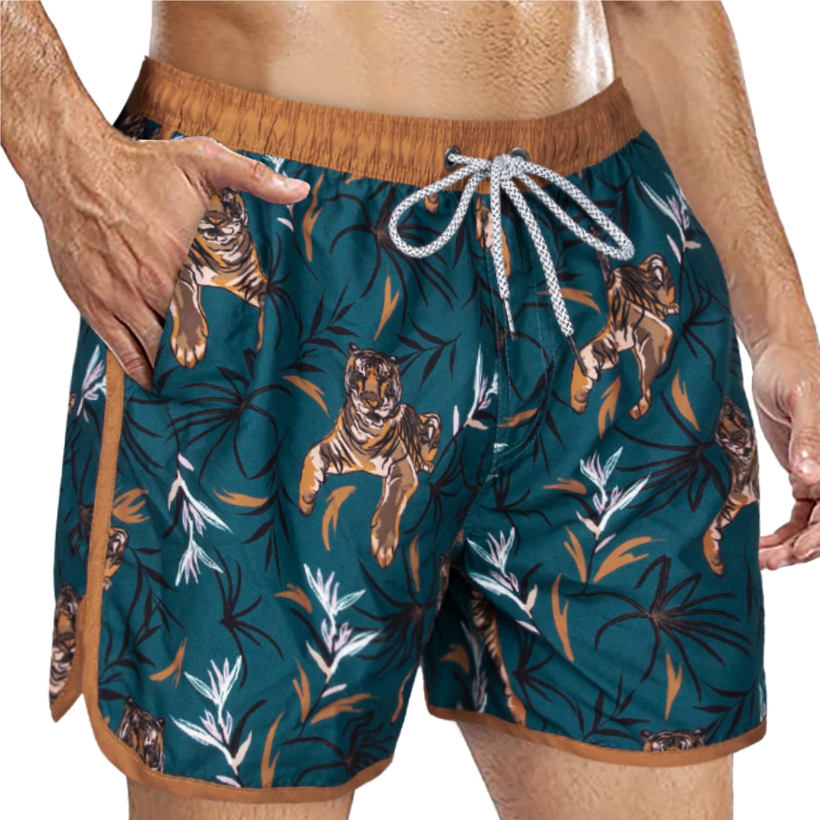 Men's Mesh Lining Vintage Swim Trunks