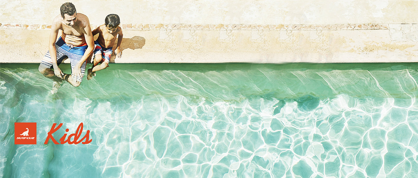 Surfcuz kids board shorts with fun patterns for beach and pool days