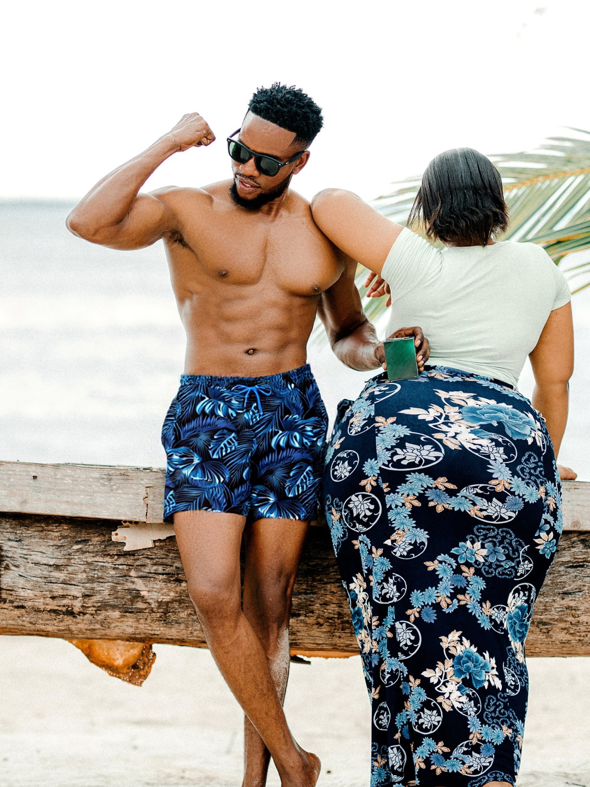 Surfcuz Couple’s Vacation Look – His Shorts, Your Perfect Getaway 🌴☀️