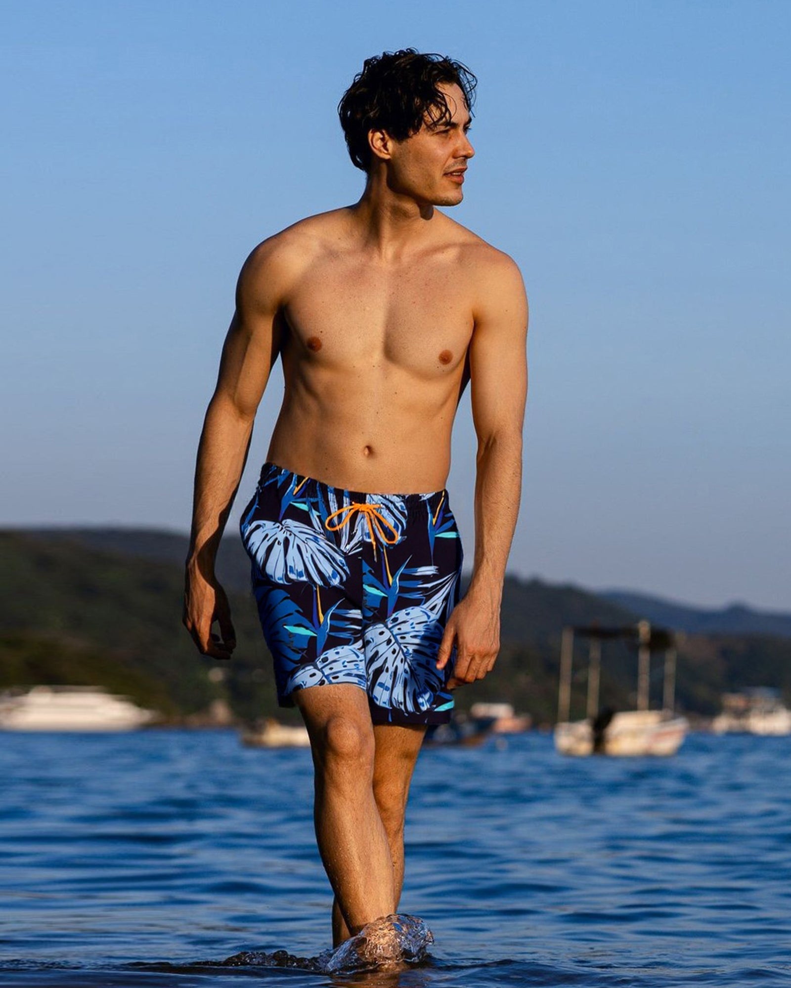 Surfcuz 7-inch inseam 2-in-1 men's swim shorts with compression liner, quick-dry fabric, and beach-ready design