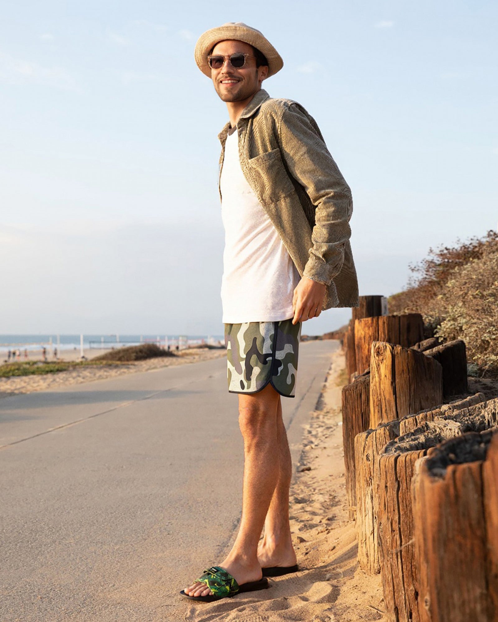 Surfcuz retro piping men’s swim shorts quick dry stretch beachwear classic design