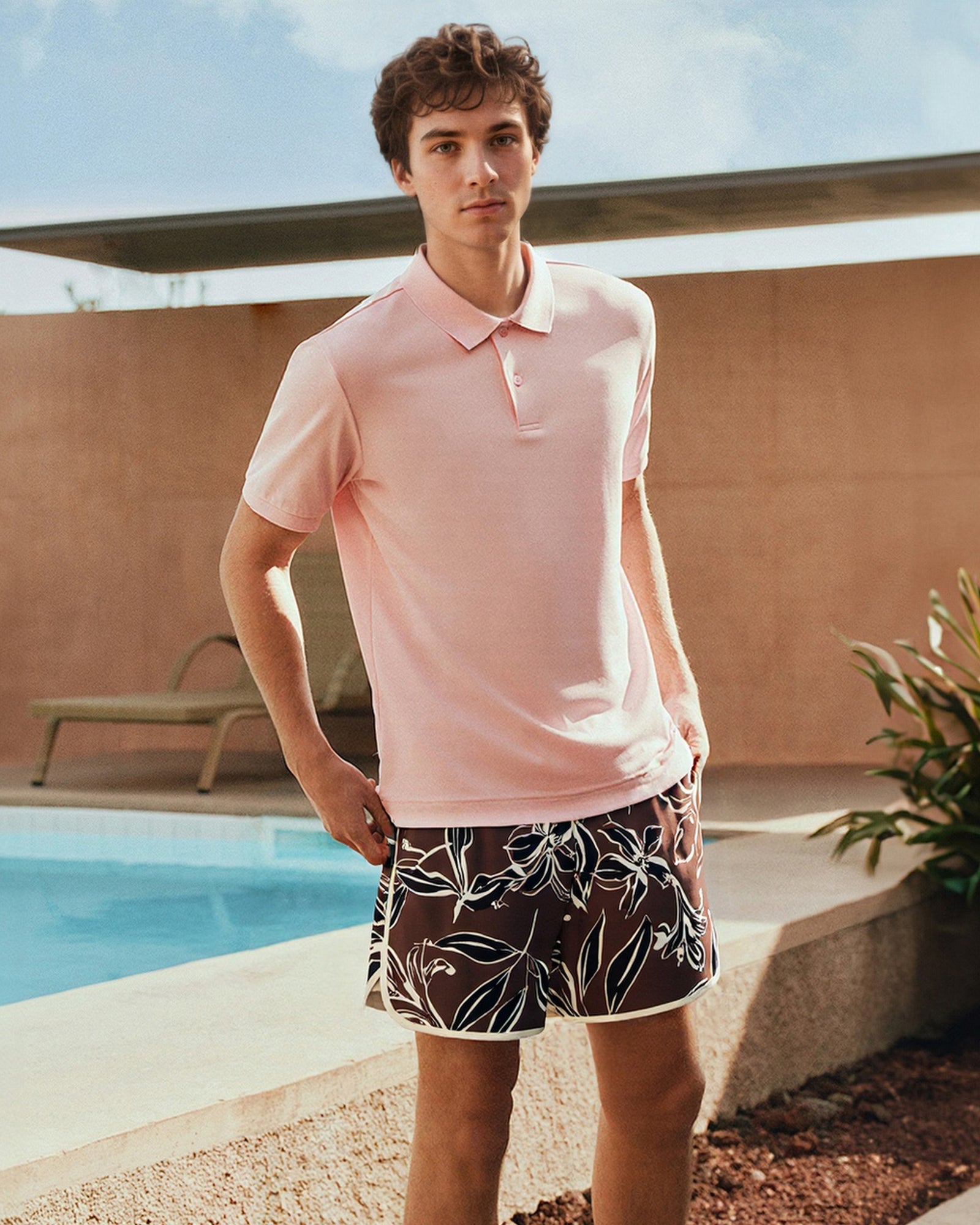 Retro men’s piped swim shorts in quick-dry fabric by Surfcuz, perfect for beach and casual wear