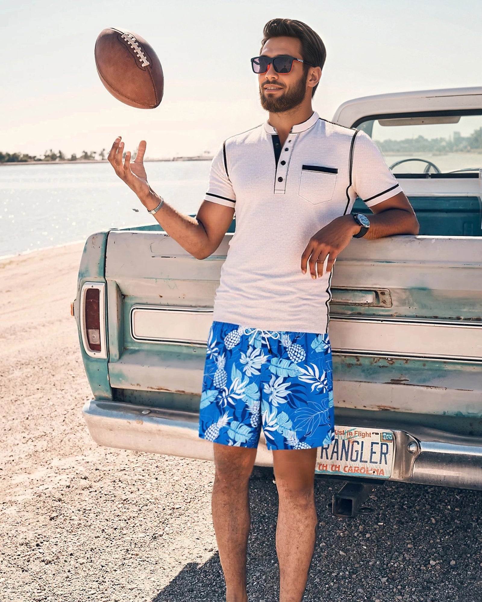 Surfcuz men's swim trunks - quick dry beach vacation shorts for travel and relaxation