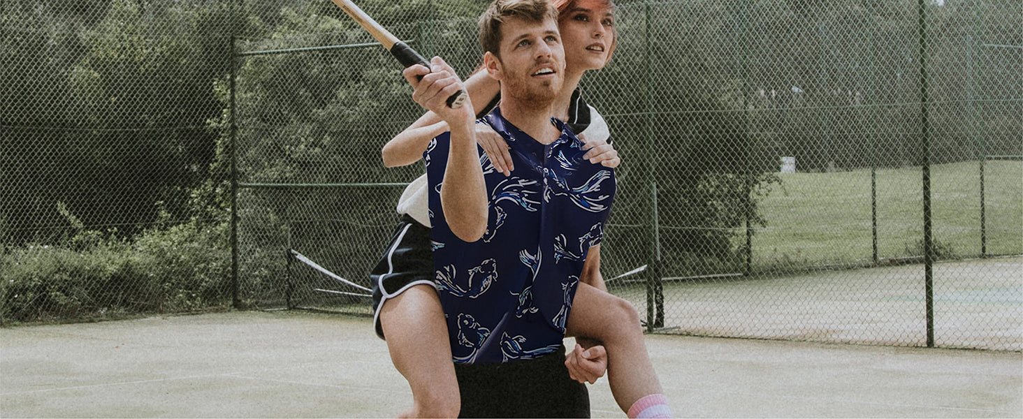 Golfer wearing a breathable men's athletic polo shirt on a sunny golf course