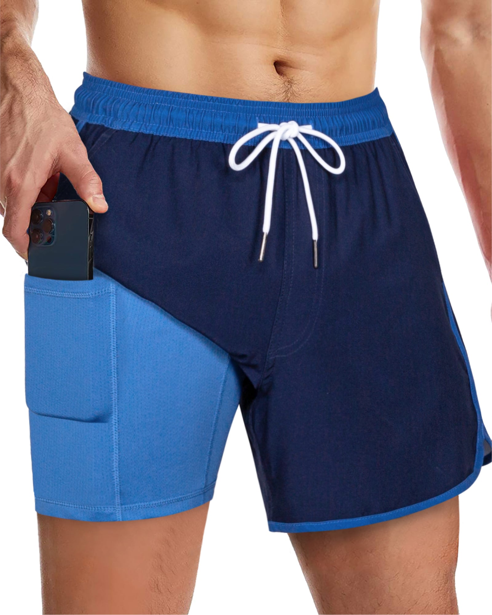 Men's 5 Inch Quick-Dry Board Shorts with Stretch Lining
