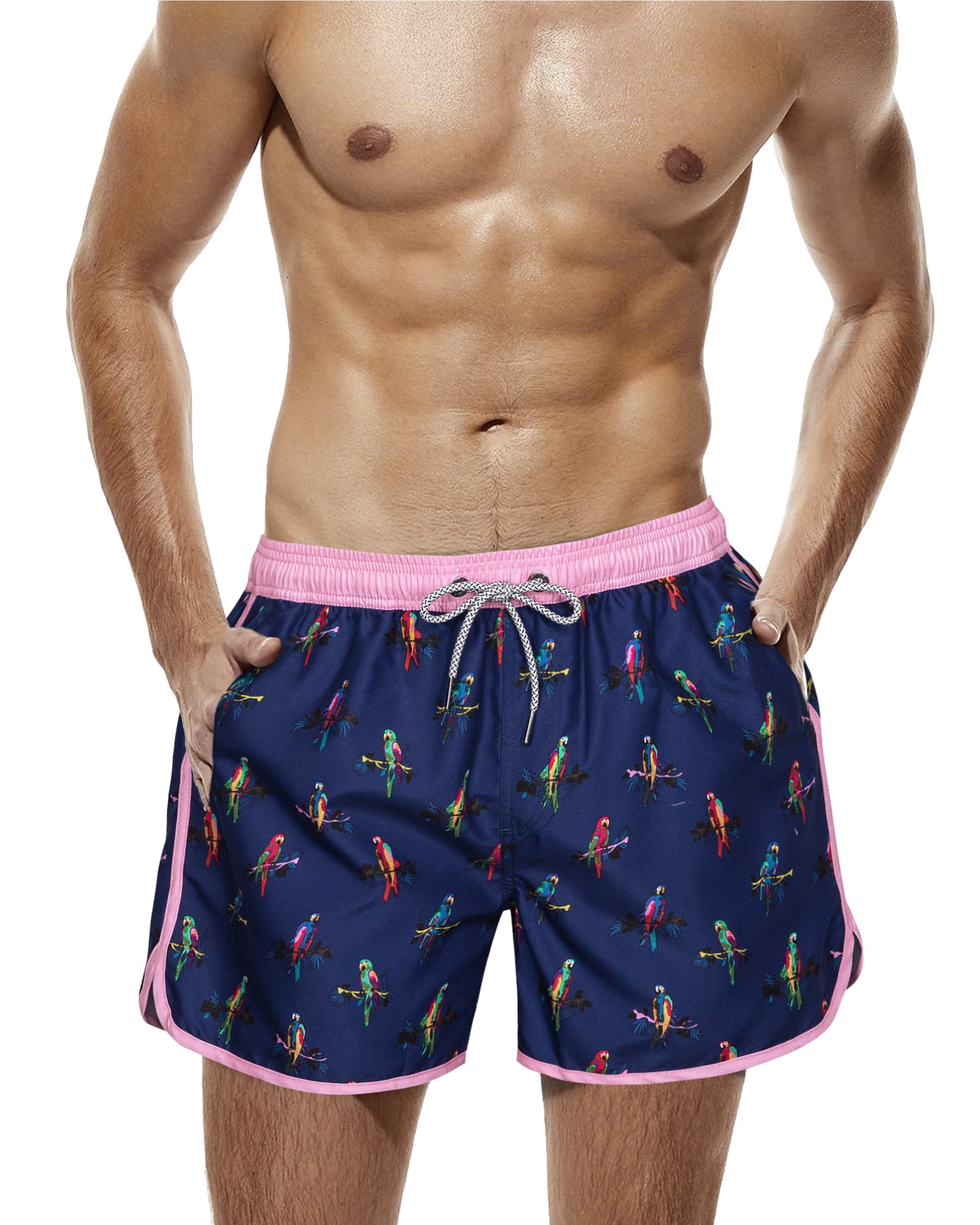 Men‘s Inseam Vintage Swim Trunks With Mesh Lining
