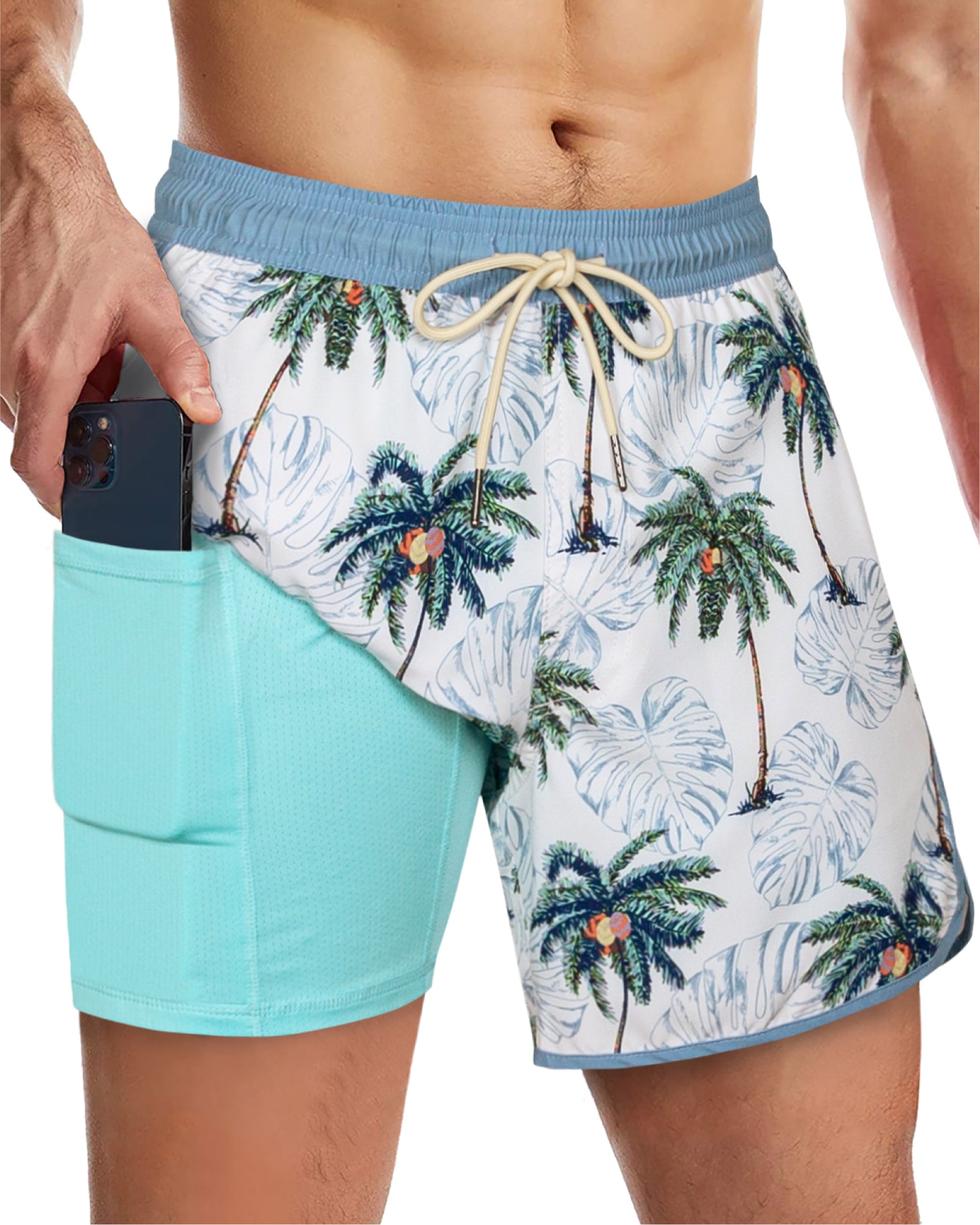Men's 5 Inch Stretch Lining Vintage Board Shorts