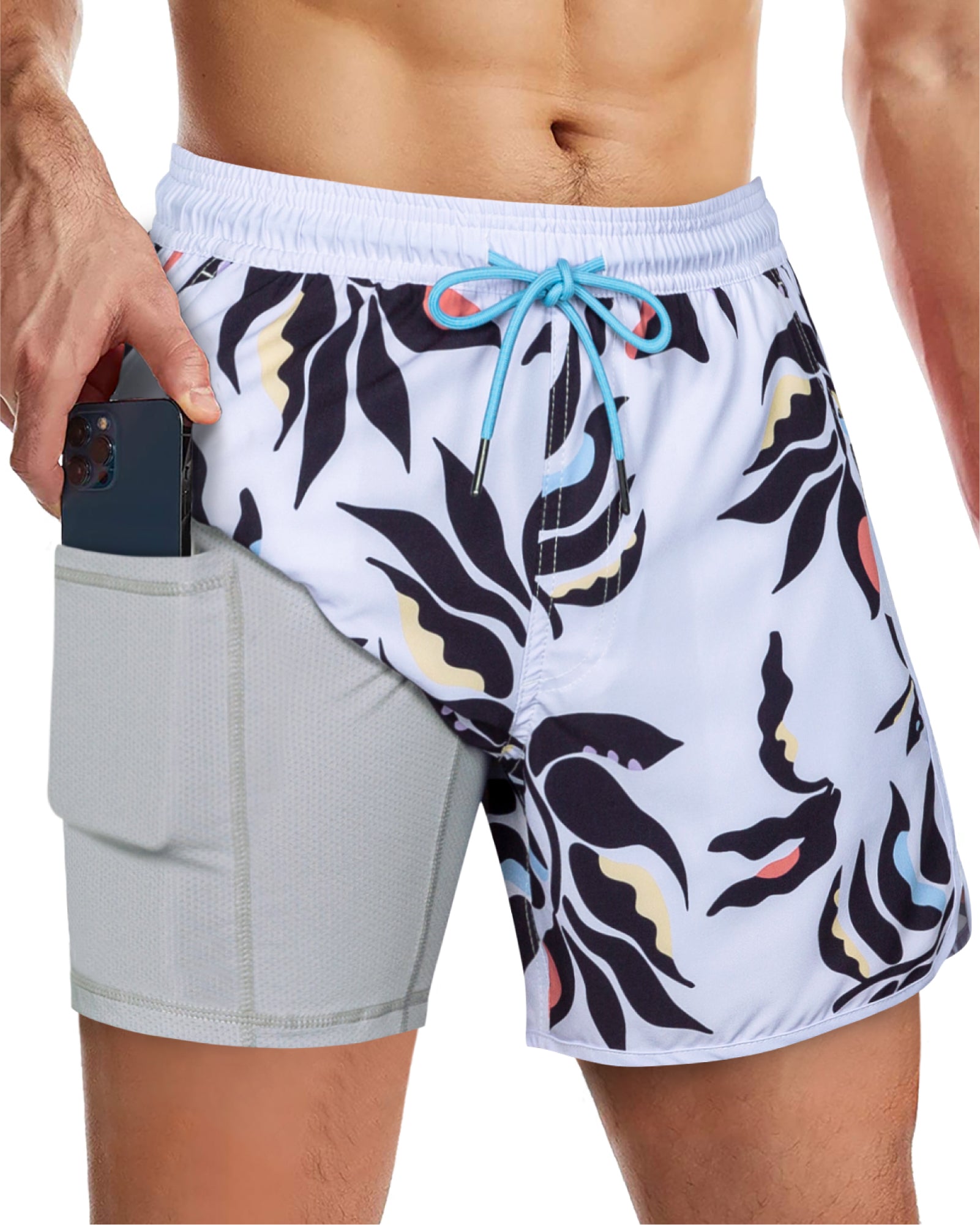 Men's 5 Inch Stretch Lining Vintage Board Shorts