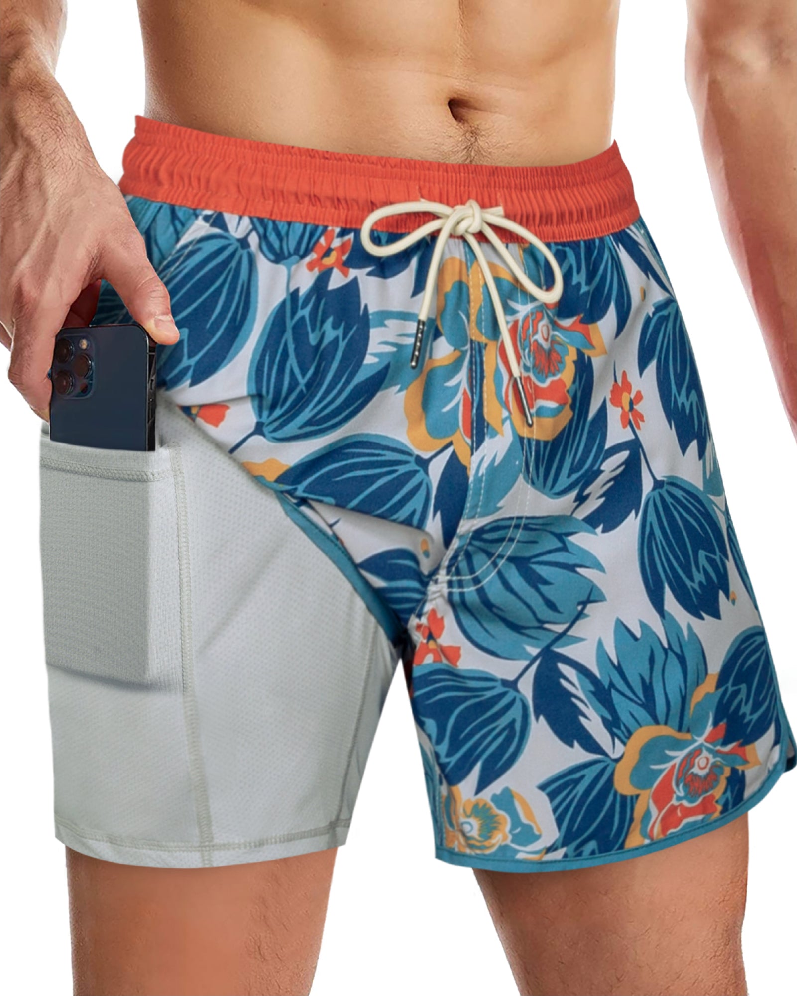 Men's 5 Inch Stretch Lining Vintage Board Shorts
