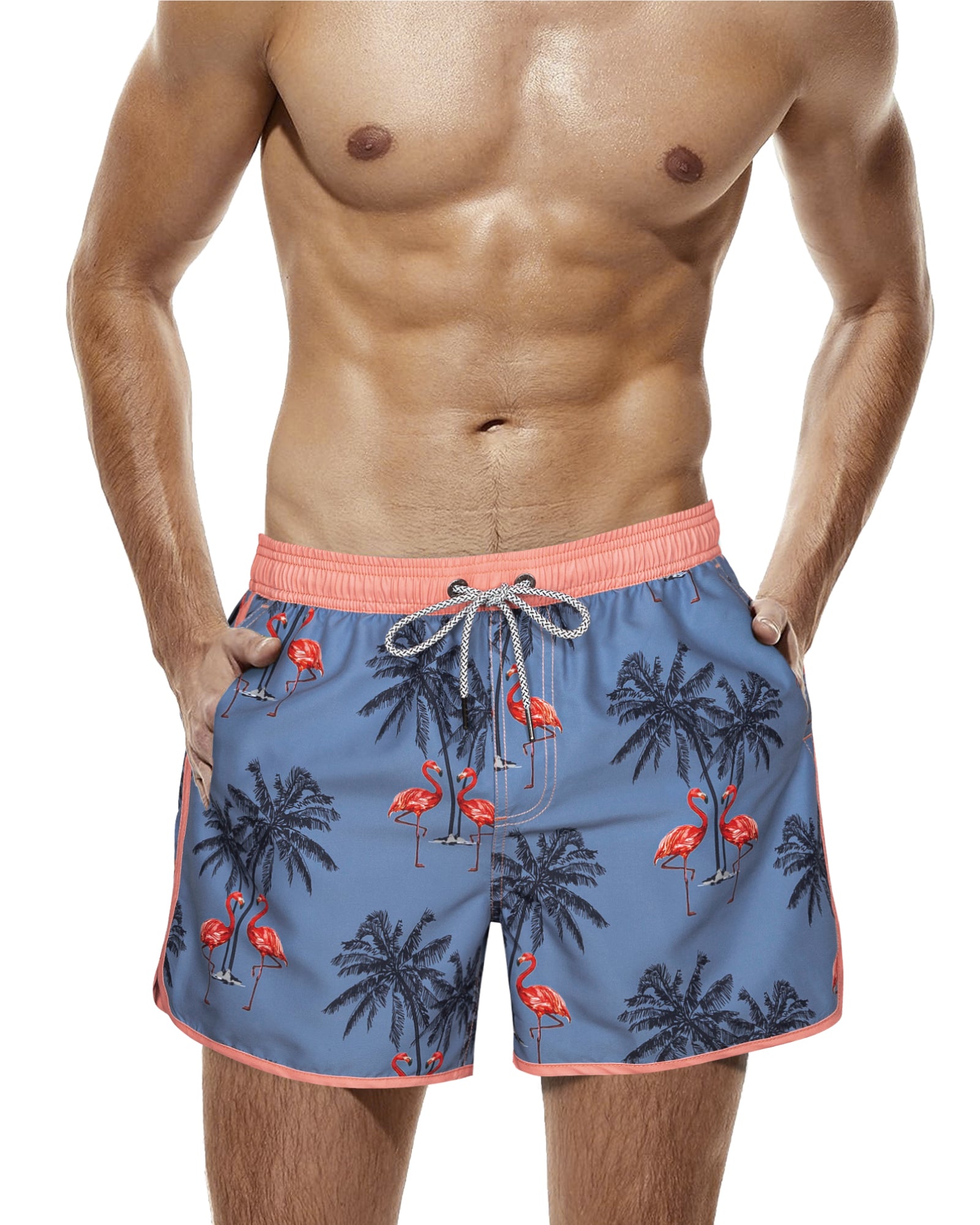 Men‘s Inseam Vintage Swim Trunks With Mesh Lining