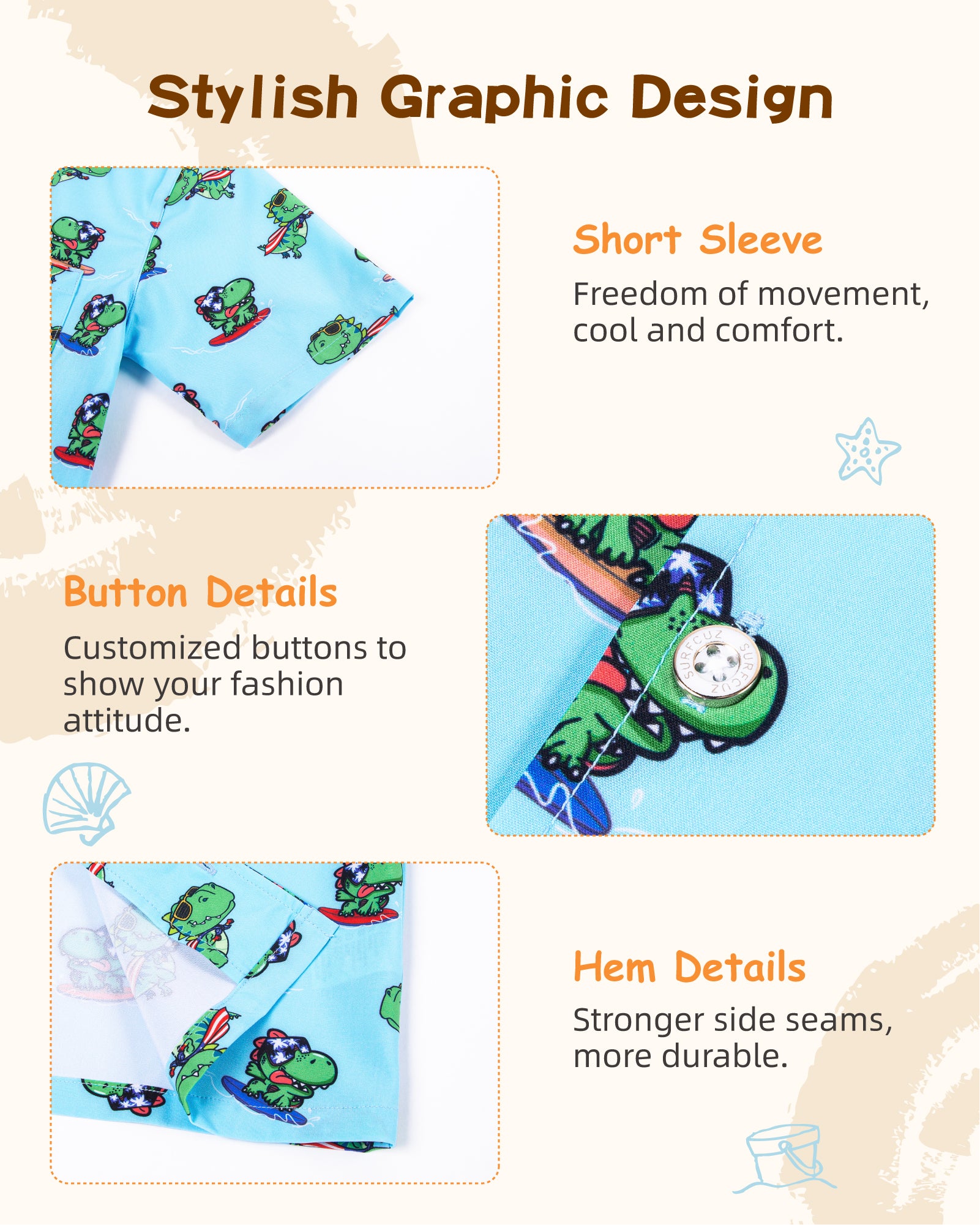 Hot-selling kids' tropical print beach shirt