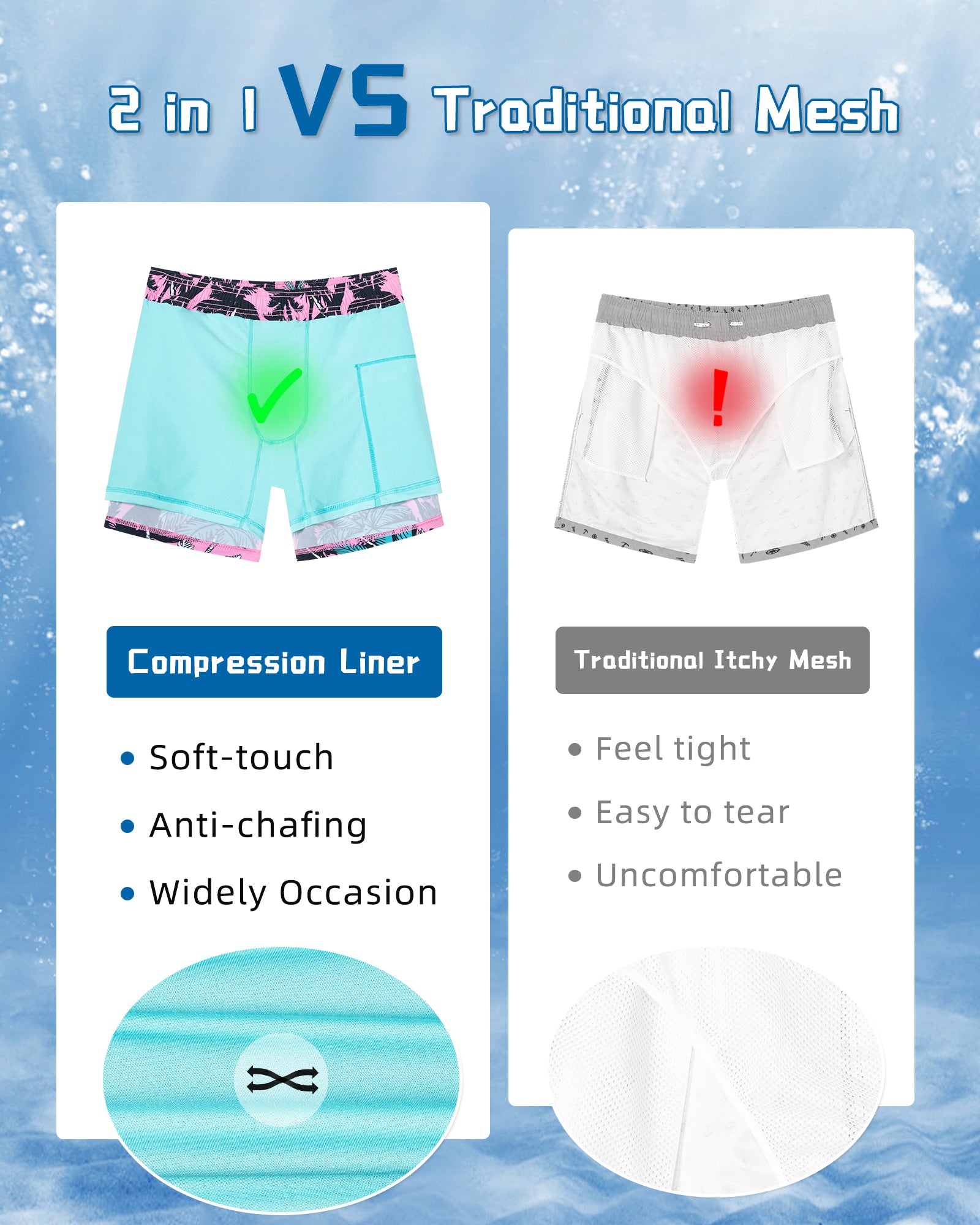 Stretch fabric 5.5 inch inseam men's swim trunks