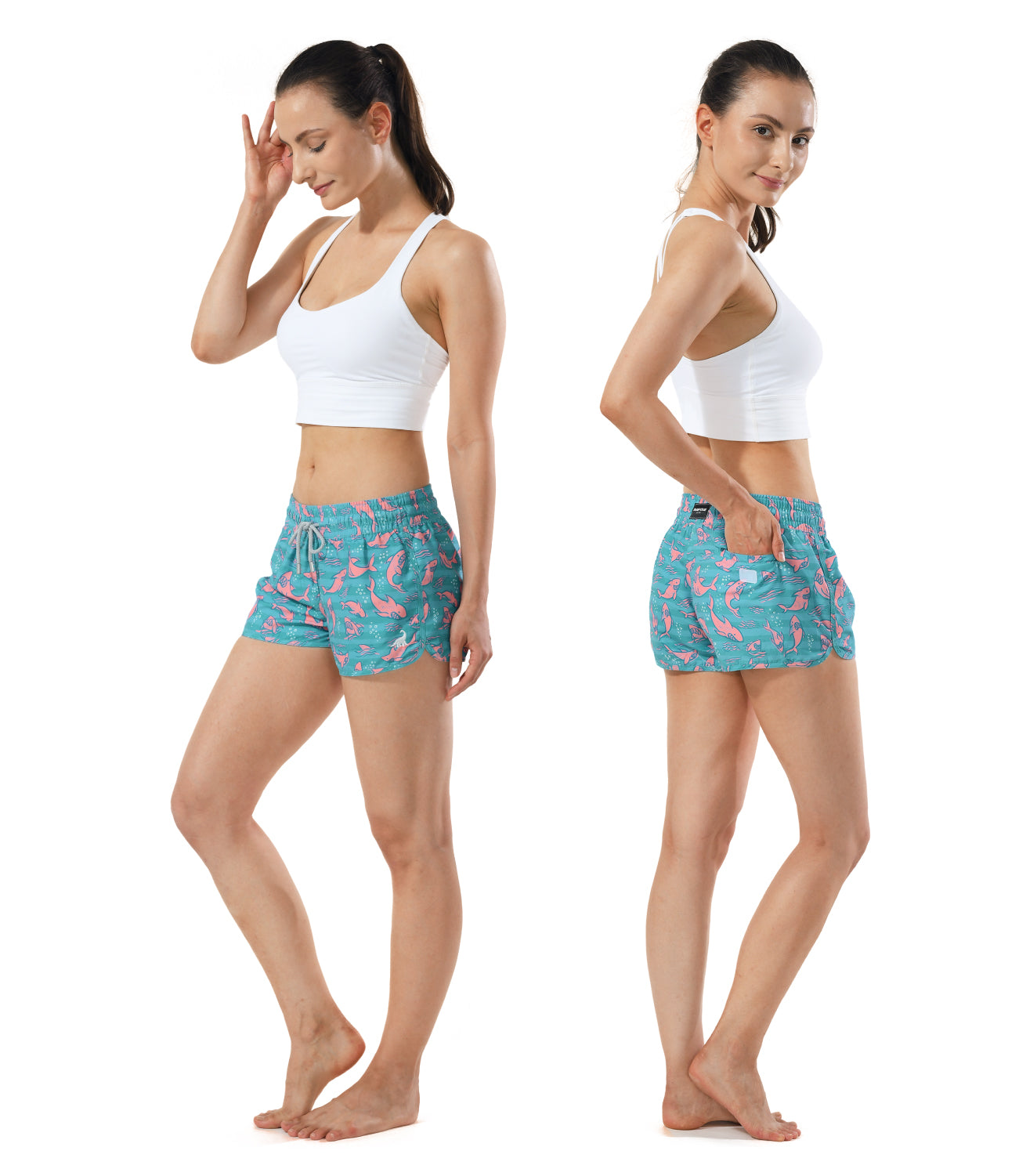 2.5 inch women's quick-dry beach shorts in blue, lightweight fabric perfect for surfing and summer vacations