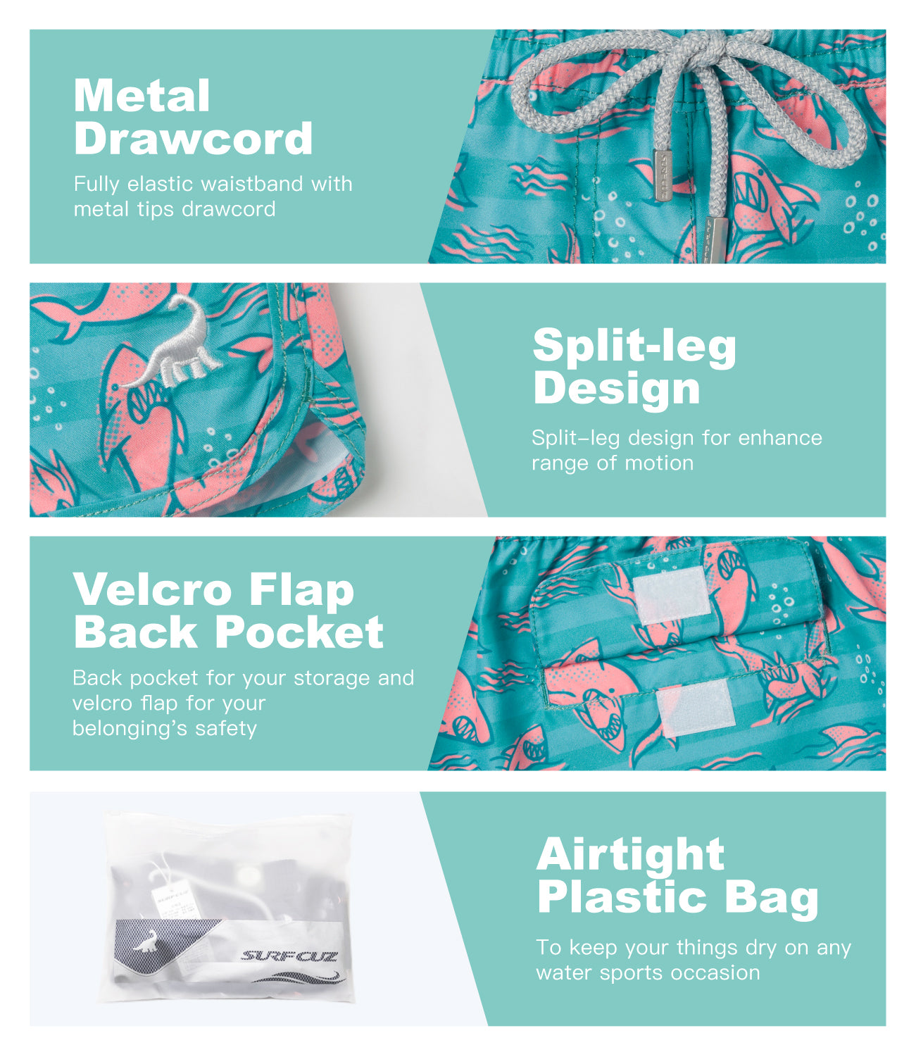 2.5 inch women's turquoise beach shorts, soft elastic waistband and quick-dry lightweight fabric for tropical holidays